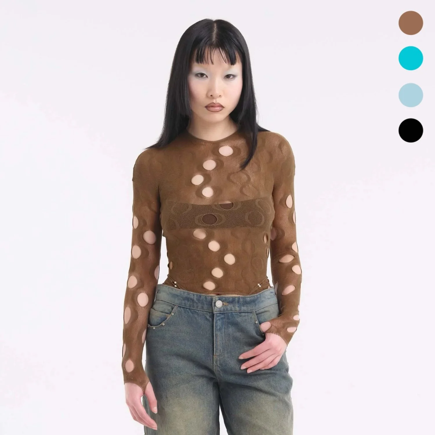 Mesh Long Sleeve Top ( w/ Bandeau )