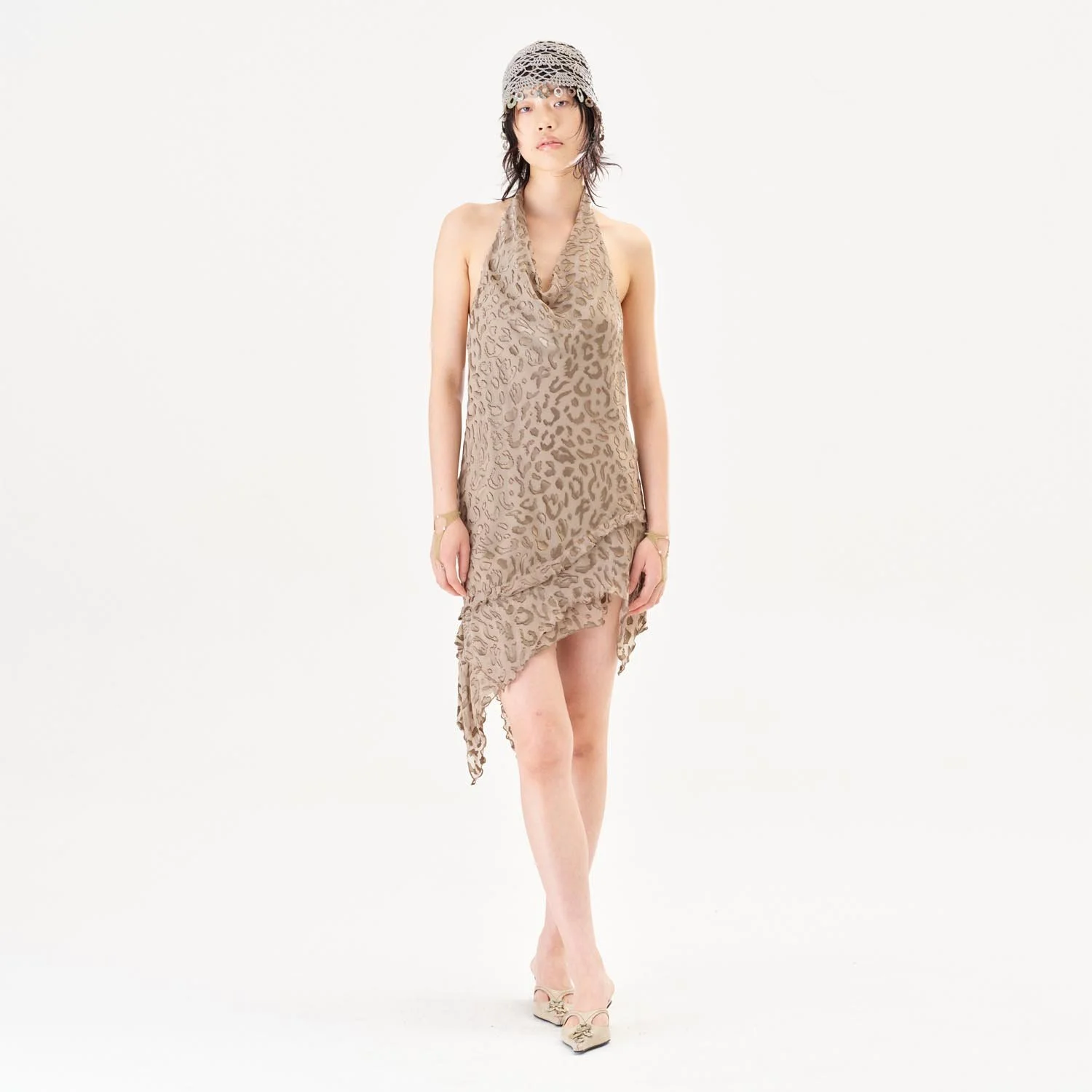 〔SS26〕Semi-sheer Silk Leopard Burnout Dress