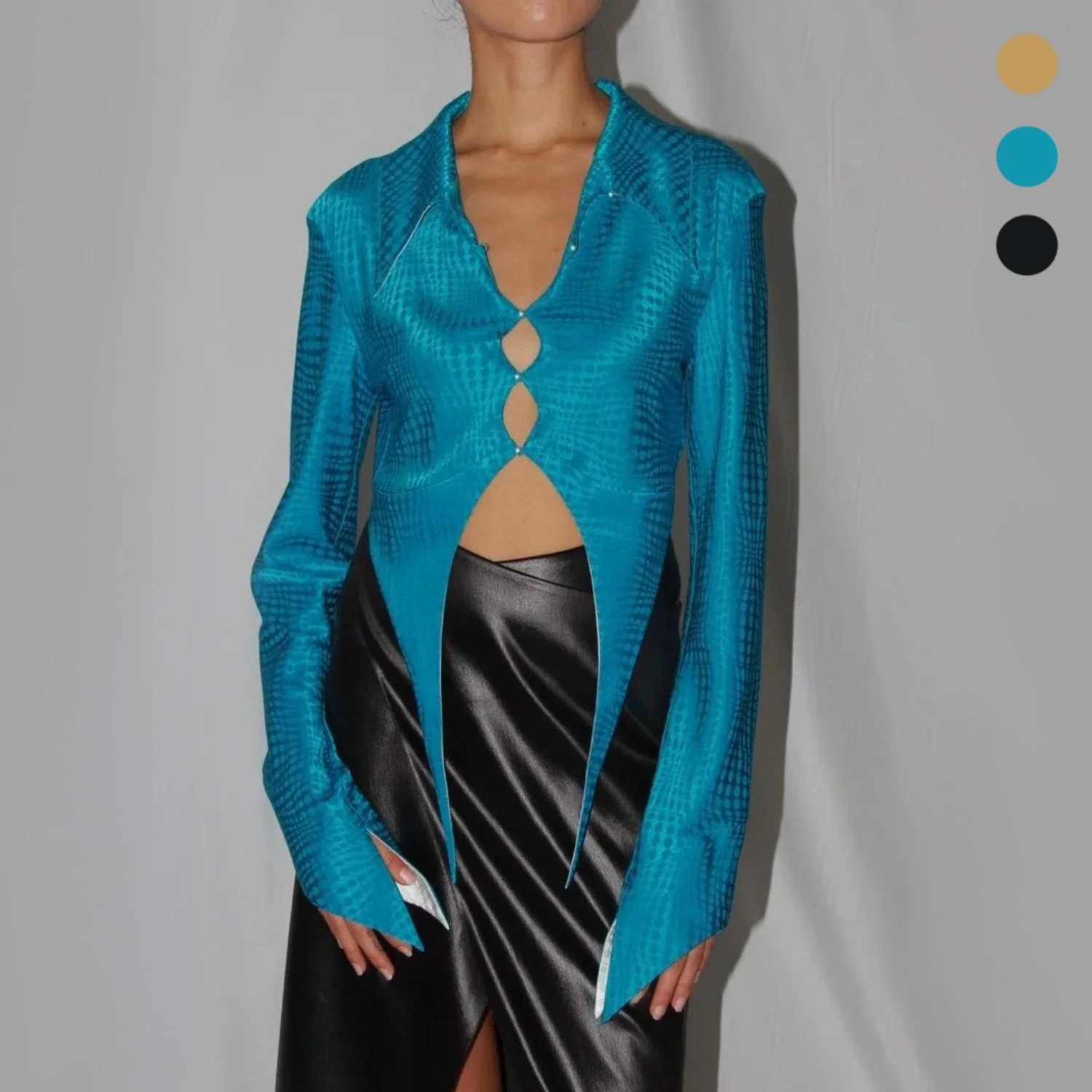 Silk Cut-out Cropped Shirt