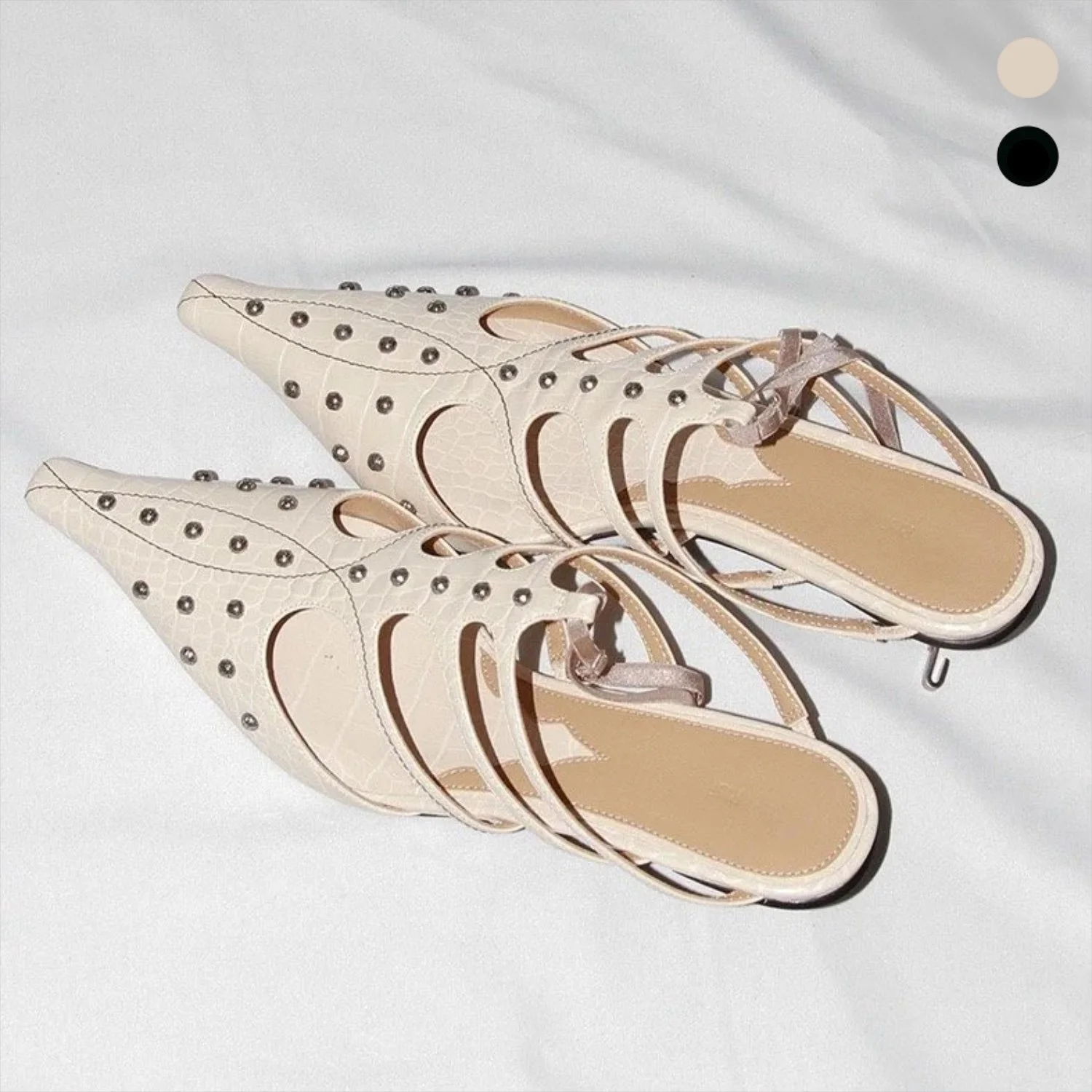 Rivet Wrap Heeled Mules