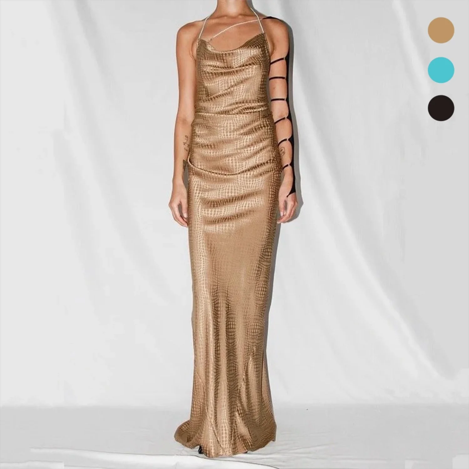 Silk Paneled Maxi Dress