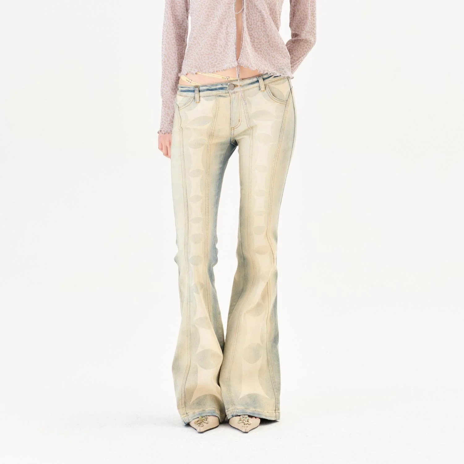 〔SS26〕Denim Print G-string Flared Trousers