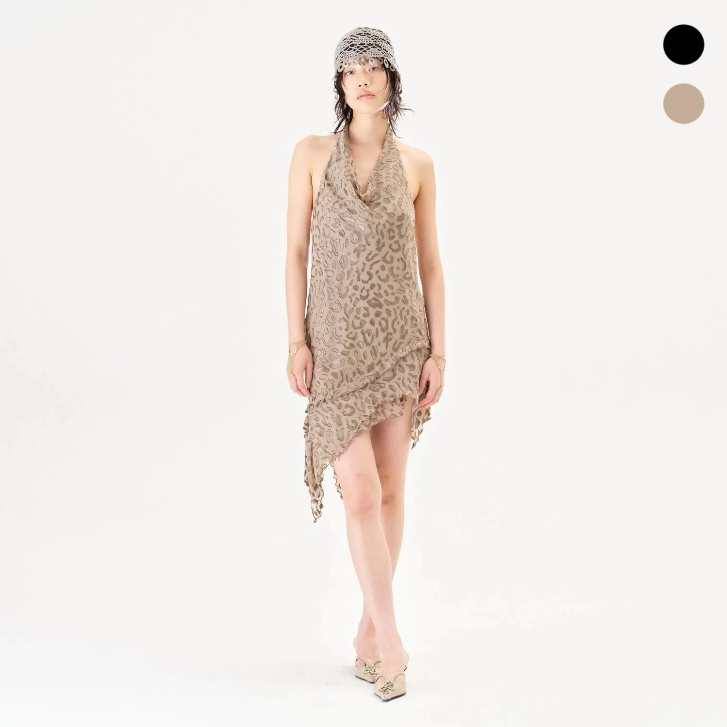 [SS26] Semi-sheer Silk Leopard Burnout Dress