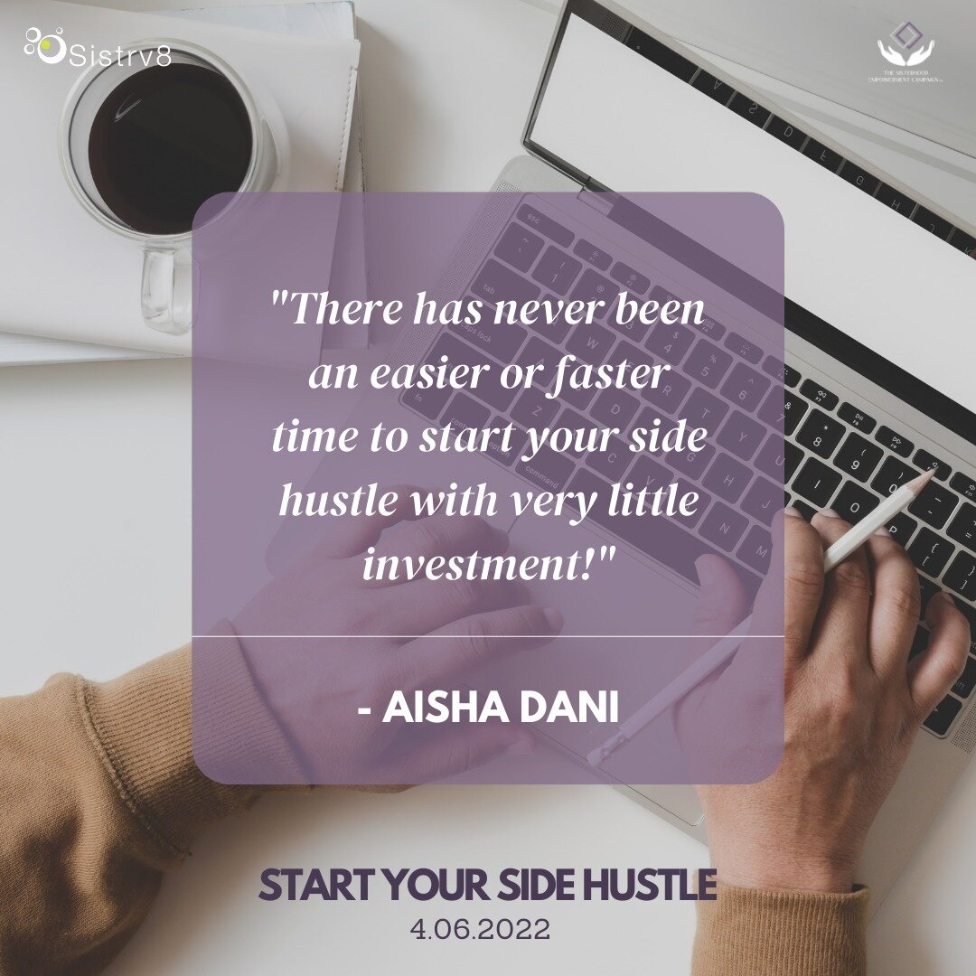 &quot;There has never been an easier or faster time to start your side hustle with very little investment! But the choice can be overwhelming... let Sistrv8 help you unpack your passion and purpose.&quot;⁠
⁠
Wise words from Aisha, one of the founders