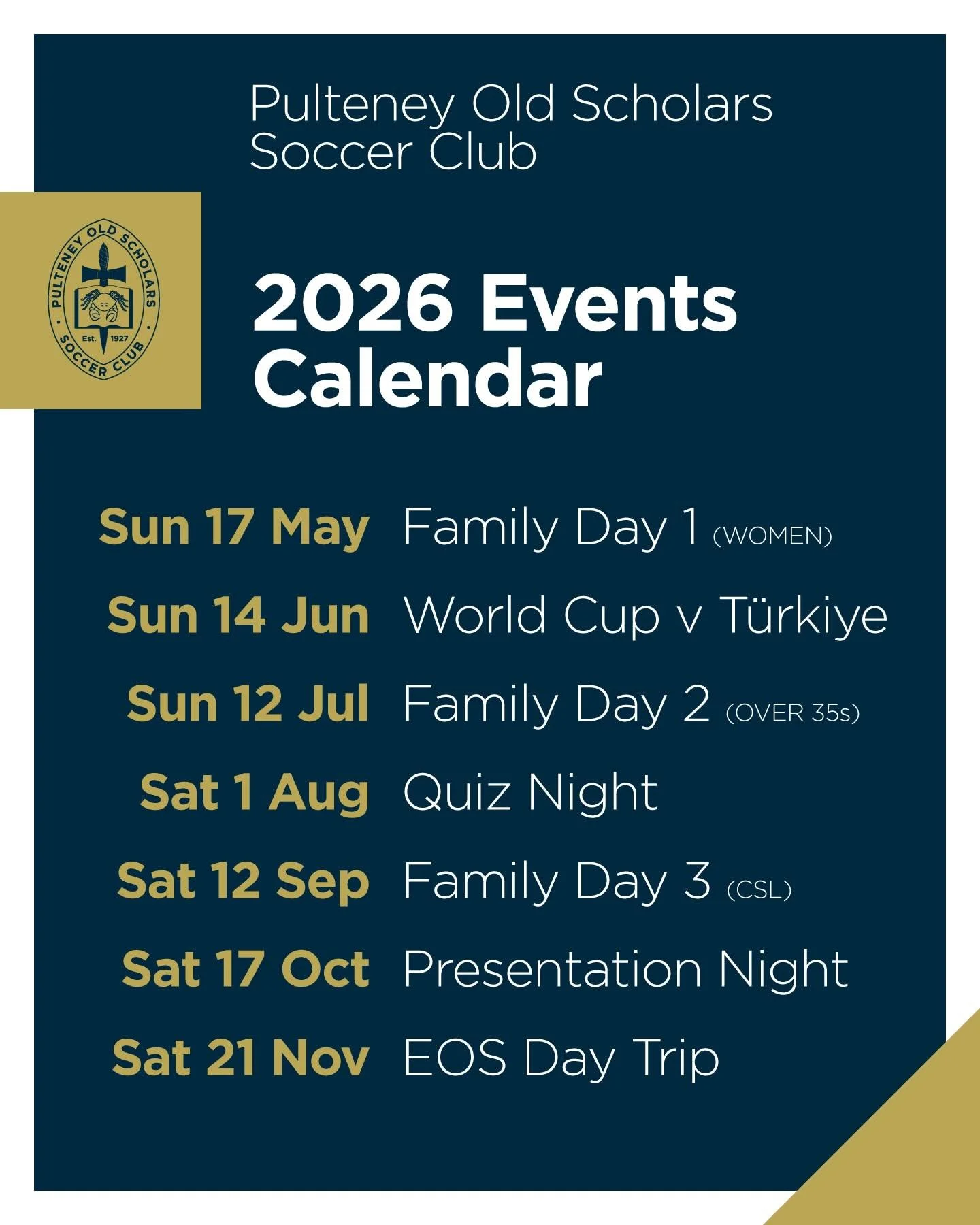 The 2026 crabvents calendar is here!!! Mark the dates in your calendars!!