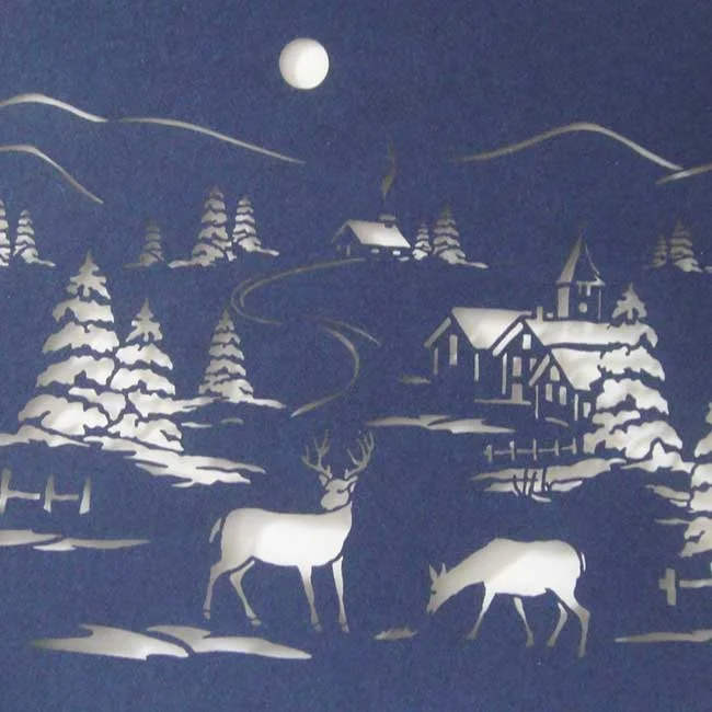 Winter Village Greeting Card, Crane, USA