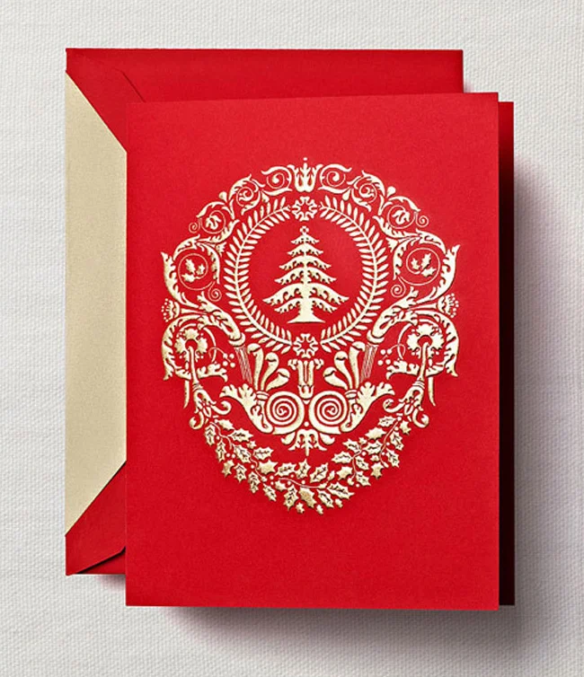 Holly Plaque Greeting Card, Crane, USA