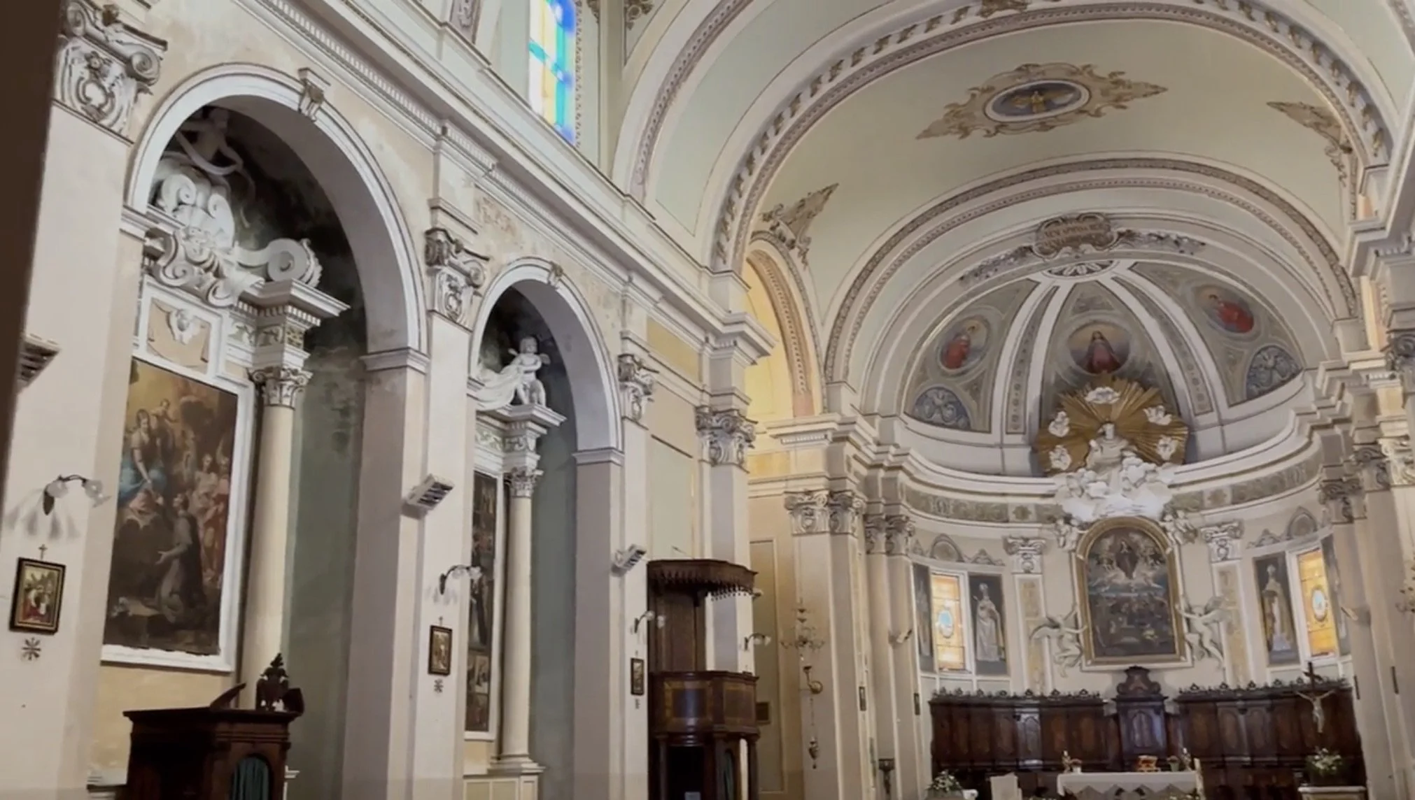 The church of Monterubbiano with frescoes by the painter Pagani