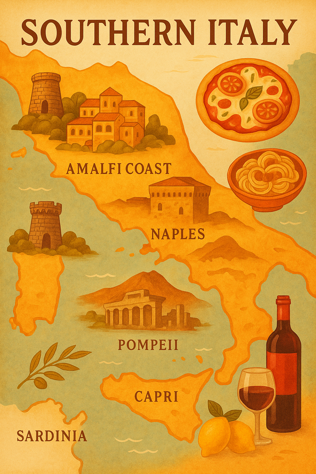 southern italy map