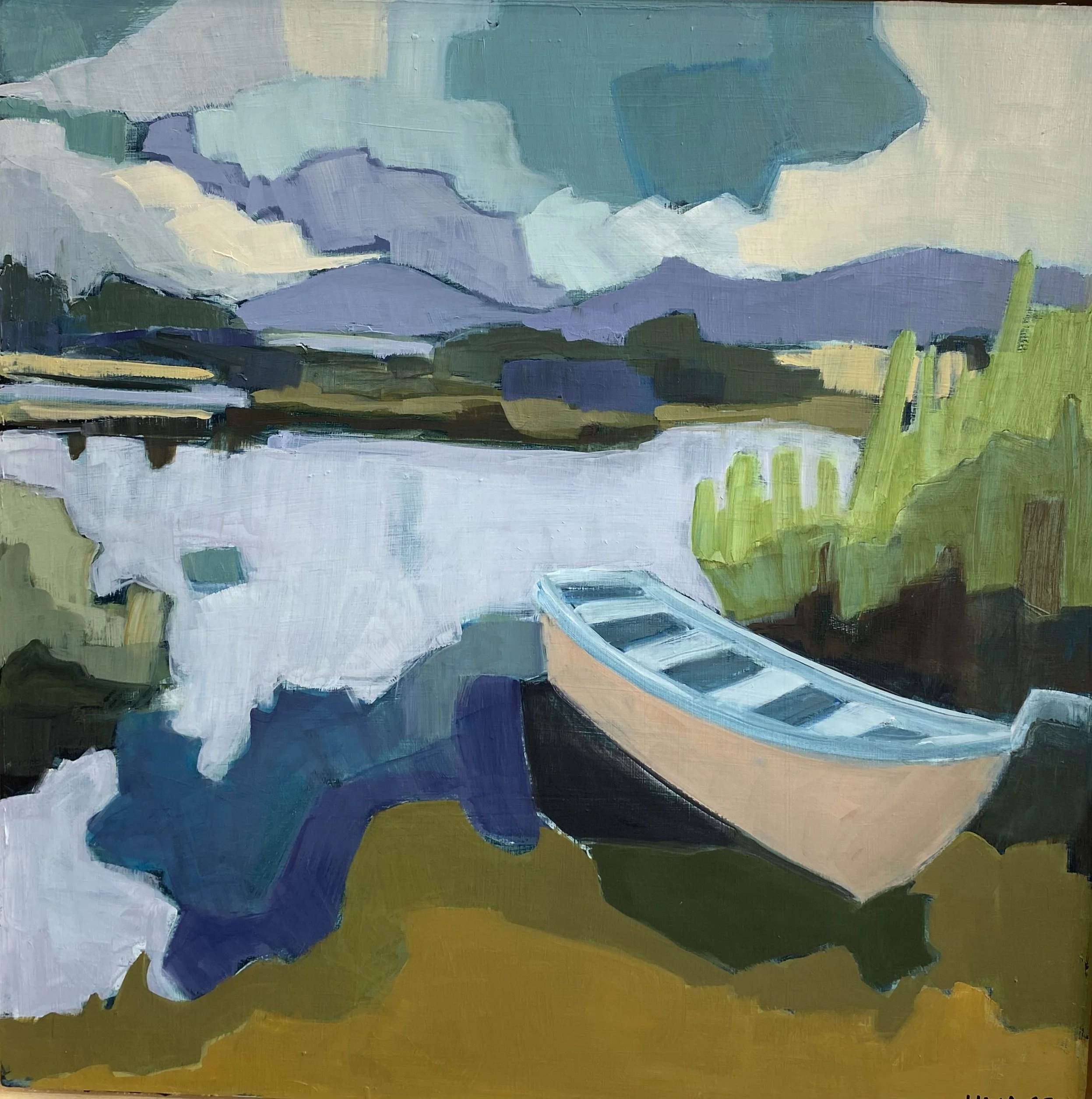 PAT'S BOAT, OIL ON PANEL, 50CM X 50CM €650