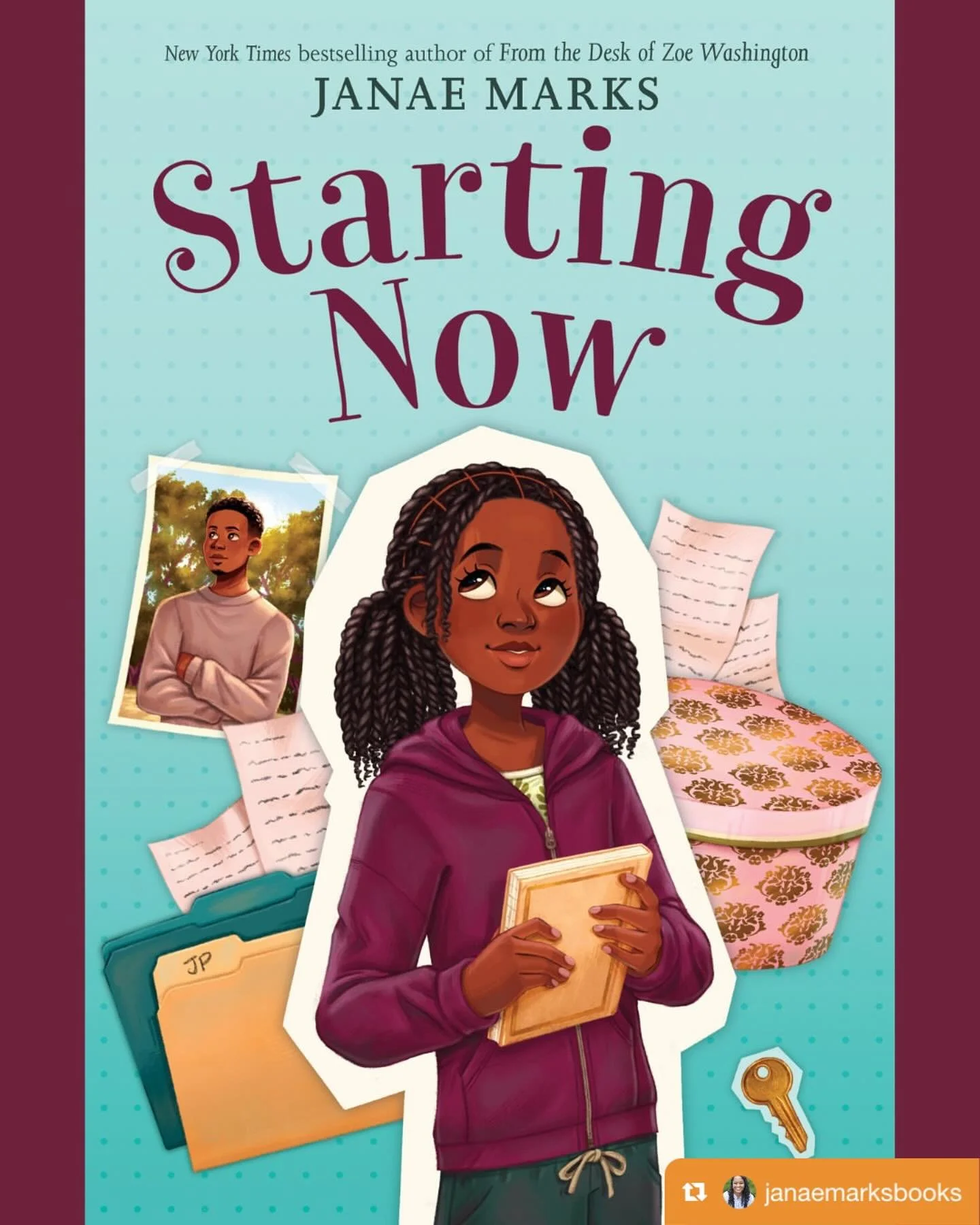 ✨C O V E R✨R E V E A L✨ 

#repost from @janaemarksbooks &amp; original caption below! 👀 

I am so excited to reveal the cover for my next middle grade novel, STARTING NOW! It was illustrated by @prismaviolet_ and designed by @lauramock.design. I lov