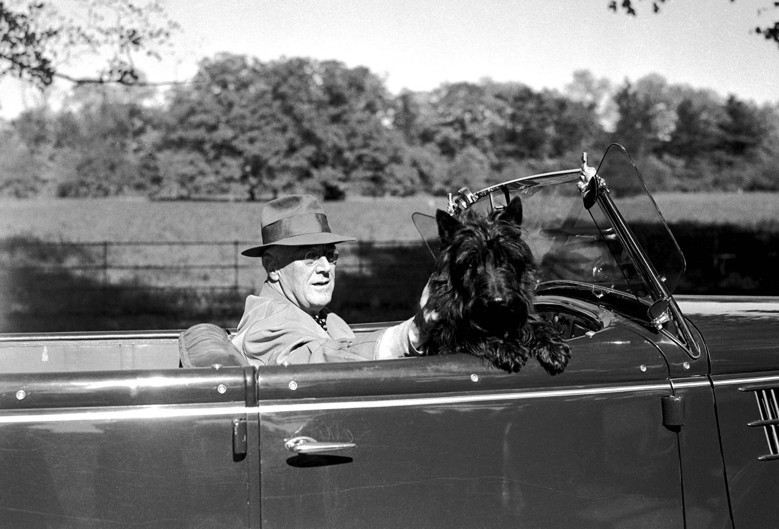 President Franklin D. Roosevelt with Fala.