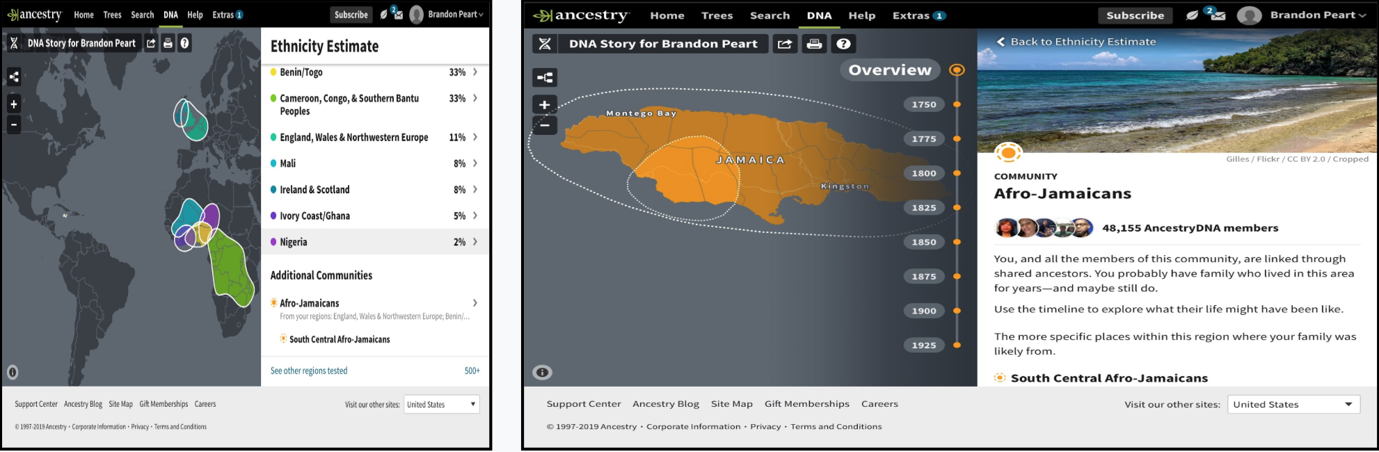 Brandon’s ancestry DNA test results