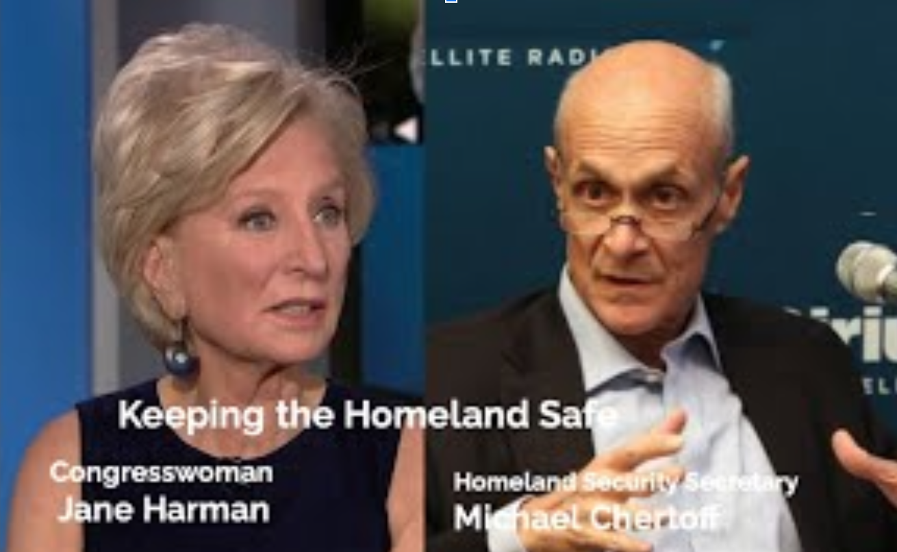 [Cong. Jane Harman with Michael Chertoff at The Common Good]