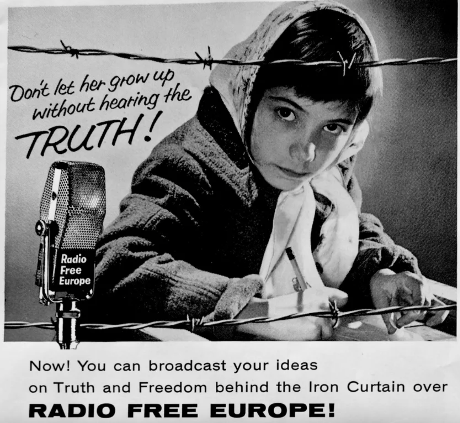 [Leaflets like these were distributed in support of Radio Free Europe’s program to transmit news programs past the strict censors of Soviet governments]