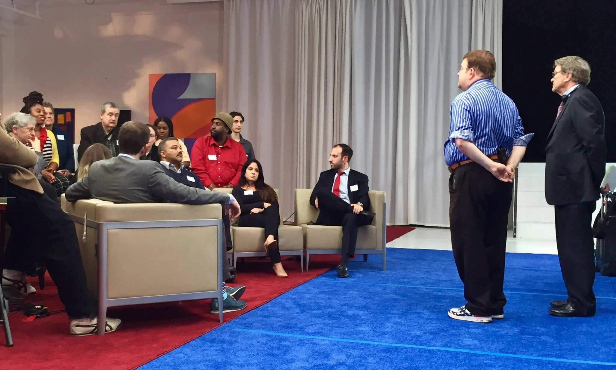 [Frank runs a focus group on 60 Minutes in 2016]