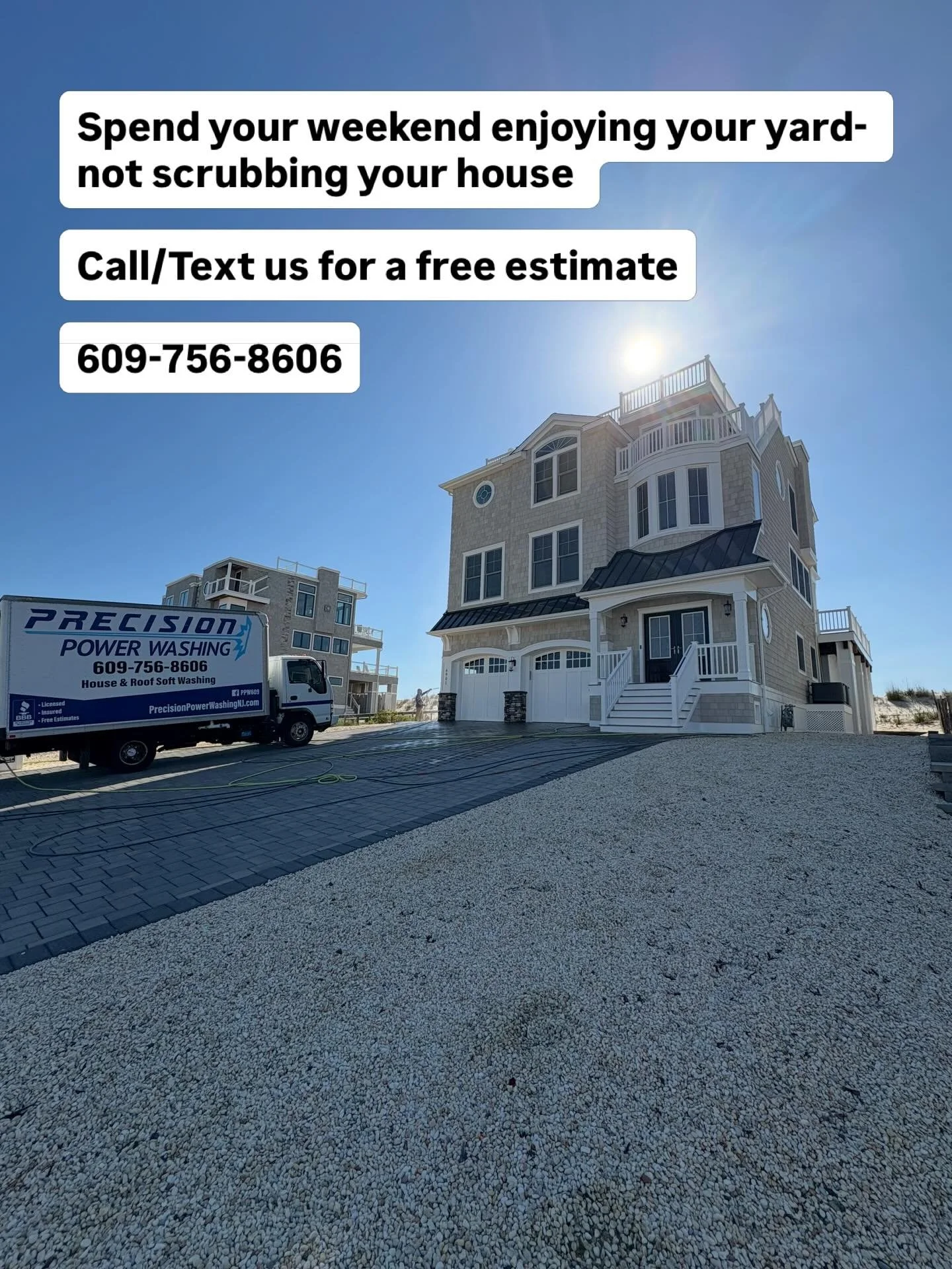 Too much yard work already? 🌿
Let us take care of washing the house. 💦

At Precision Power Washing, we safely remove dirt, mold, and grime to bring your home back to life.

✨ House Soft Washing
✨ Driveways &bull; Patios &bull; Decks &bull; And More