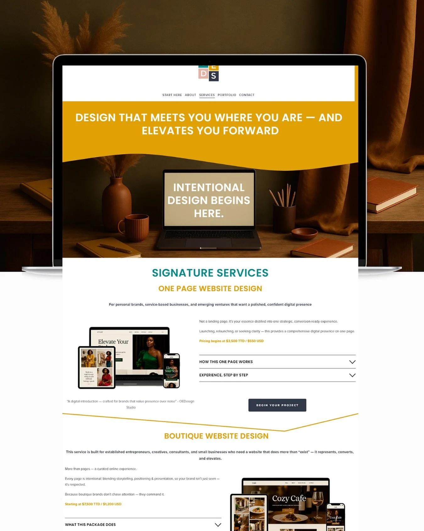 The OEDesign Studio service menu just got an upgrade ✨
Whether you’re launching your very first polished online presence or you’re ready for a full boutique website that speaks on your behalf — there’s now a curated path for