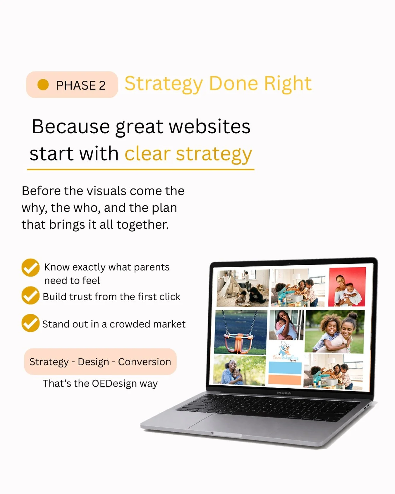Before the design, we define the problem.

CCARE Babysitting Agency had no online presence, which meant parents had no clear way to explore services, build trust, or get started.

The goal was simple, but important:

&bull; Create a space where paren
