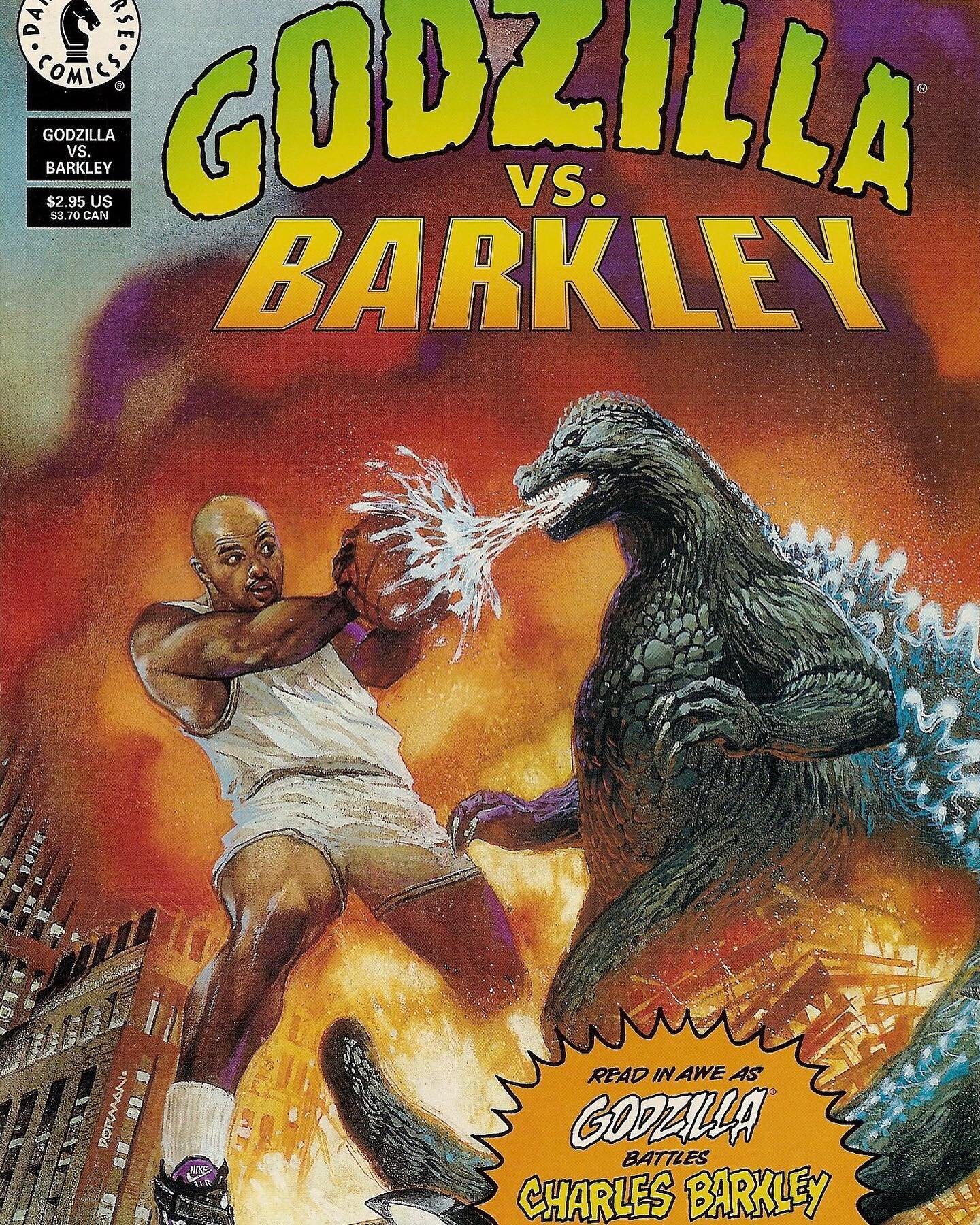 Godzilla vs Barkley 

Publication Date:
December 01, 1993

Writer: Mike Baron &amp; Alan Smithee
Penciller: Jeff Butler
Cover: Dave Dorman

#comicbook #comicbookart #comicbooks #comicbookartist #posterdesign #poster #posterart #posters #darkhorsecomi