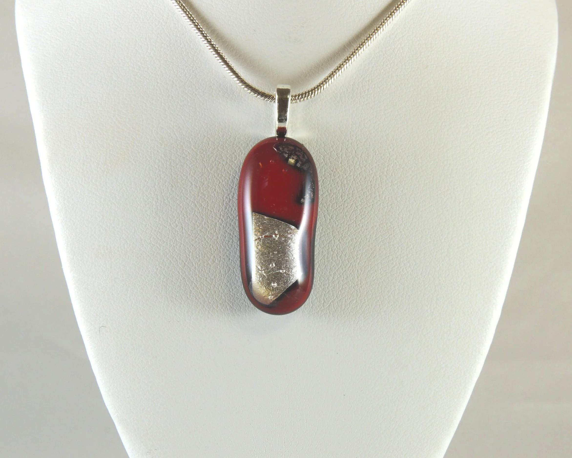 Silver Dichroic on Red Pendant