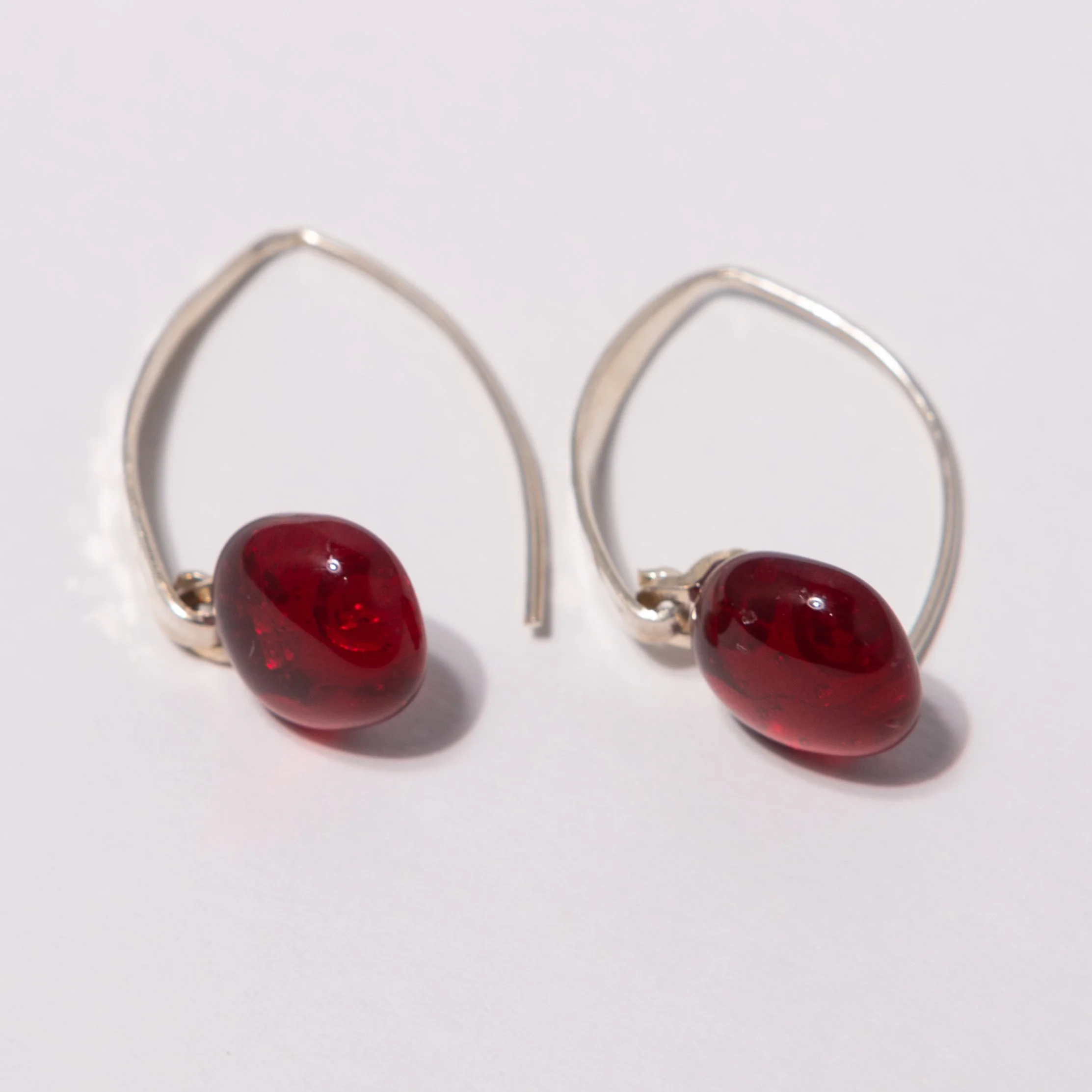 Transparent Red Drop Earrings