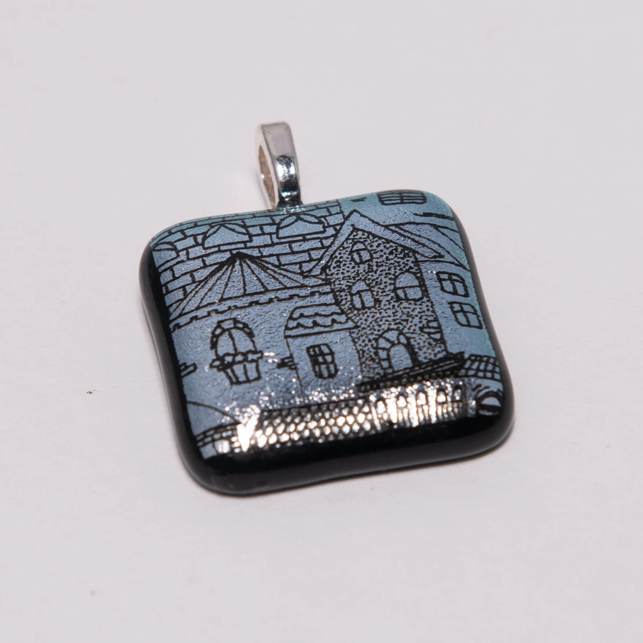 Square Dichroic City Scene Pendant