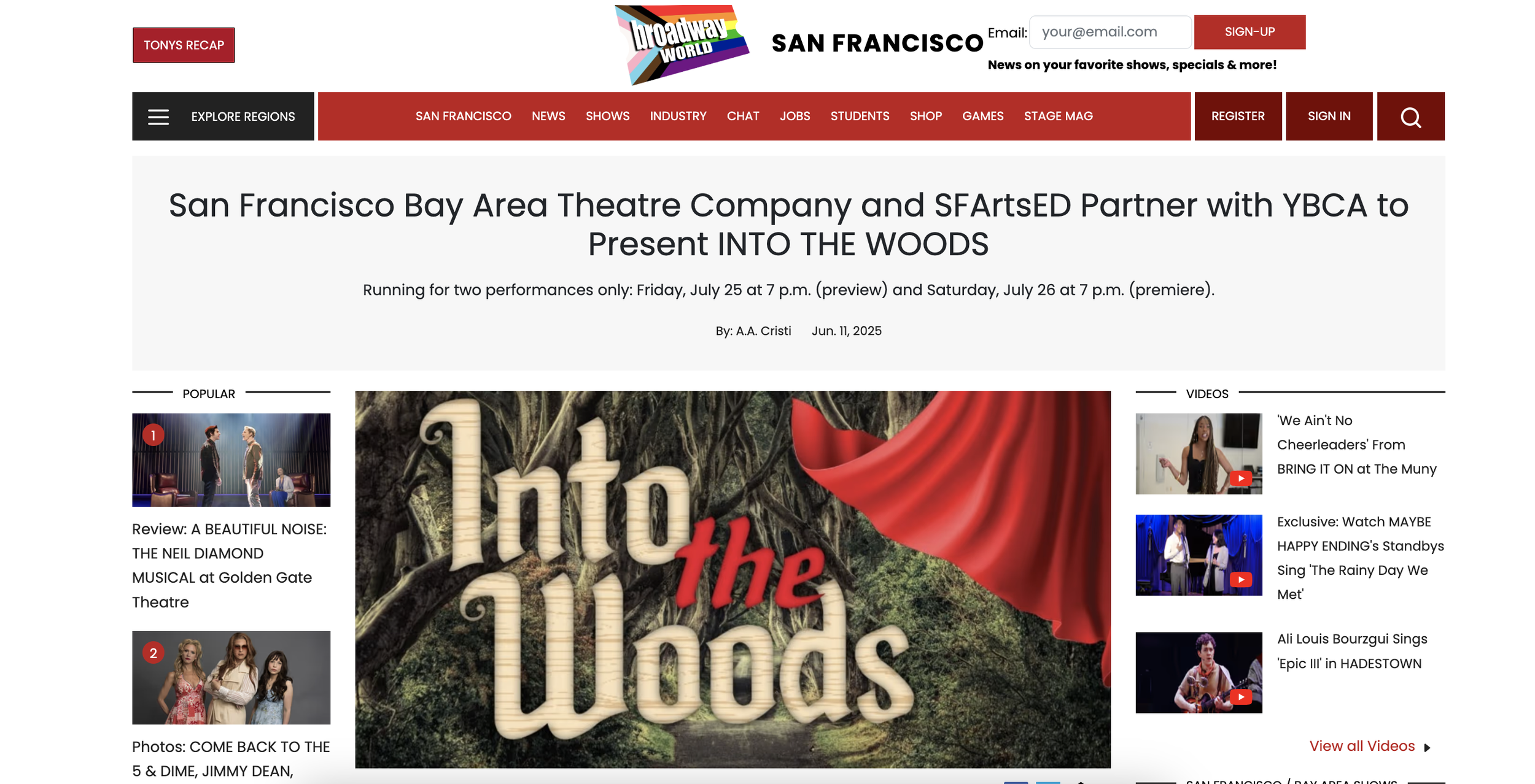 SFBATCO and SFArtsED Partner with YBCA to Present INTO THE WOODS