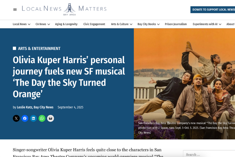 Olivia Kuper Harris’ personal journey fuels new SF musical ‘The Day the Sky Turned Orange’ 
