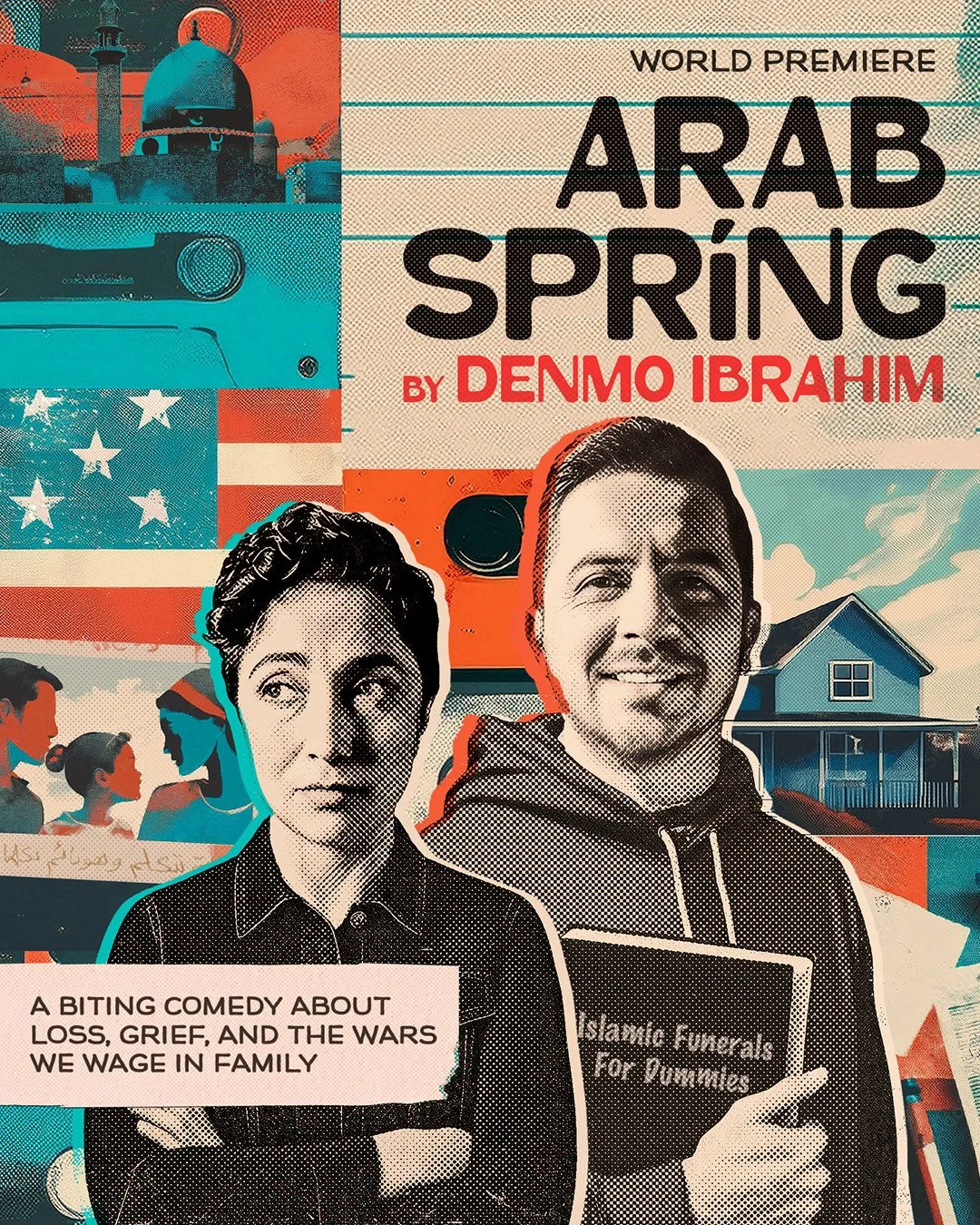 ARAB SPRING tickets are now on sale! ⁠
⁠
This biting dark comedy by award-winning playwright Denmo Ibrahim @denmo_ibrahim follows two siblings who learn what family means as they plan an Islamic funeral for their estranged father. But can they do it 