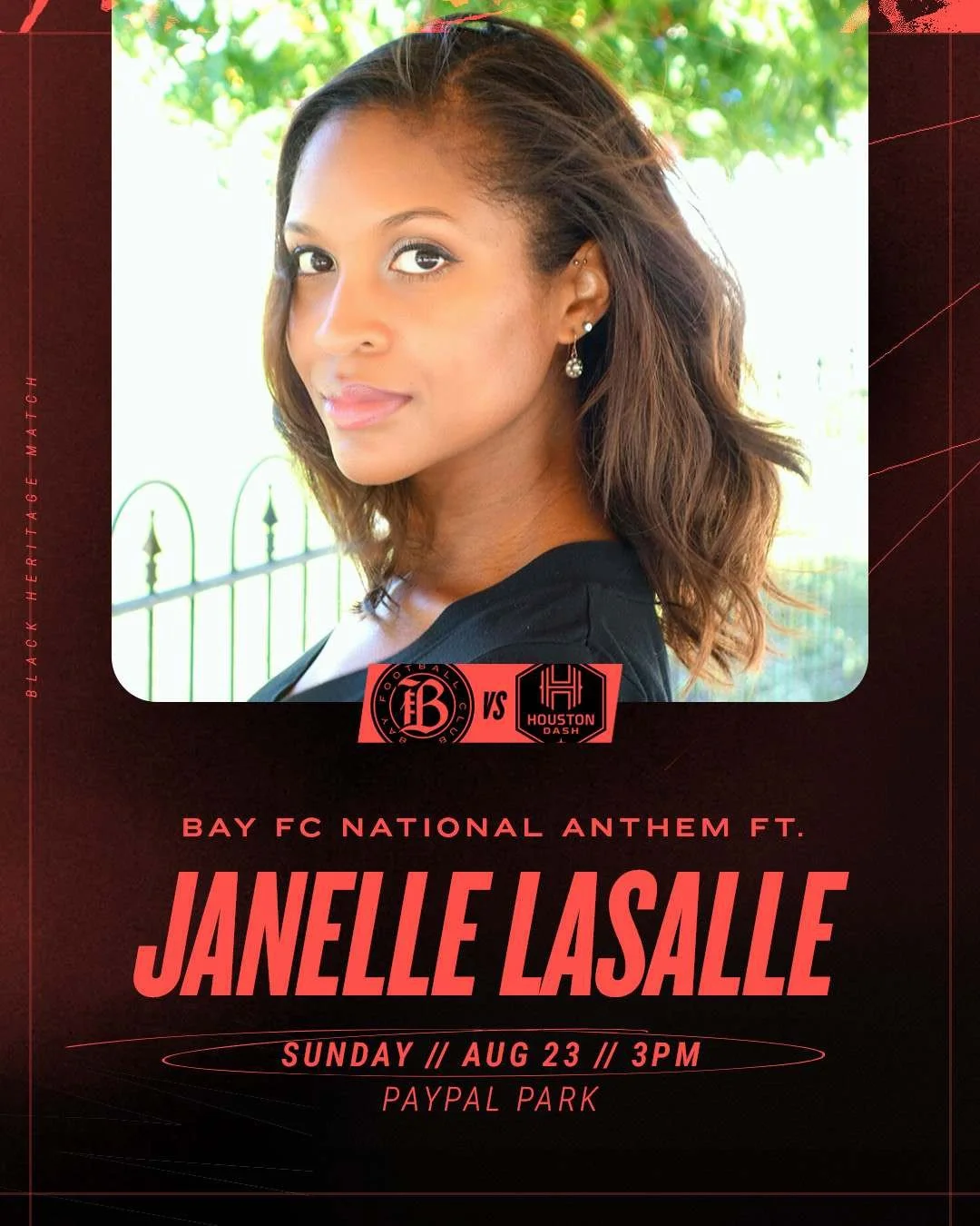 Get in the game with Every Saturday Night star Janelle Lasalle! Join SFBATCO for 2 opportunities of game day fun!⁠ ⚽️⚾️🏀🥎🏐🏈
⁠
⚽️Tomorrow (8/23) Janelle @janellelasalle sings the national anthem at the Bay FC @wearebayfc VS. Houston Dash match for