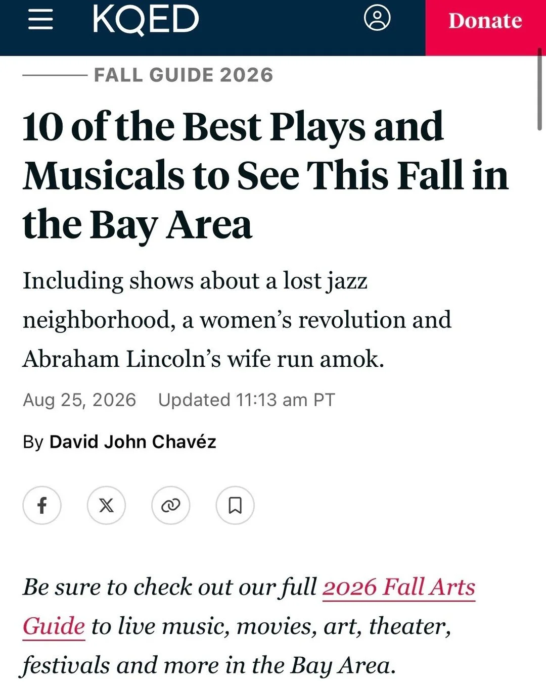 Every Saturday Night is on KQED&rsquo;s @kqedarts list of 10 BEST Plays and Musicals to See This Fall in the Bay Area 🎉🥳! We&rsquo;ll see you October 10 - November 1 at A.C.T.&rsquo;s @actsanfrancisco Strand Theater 💃🏾

We are thrilled and so exc