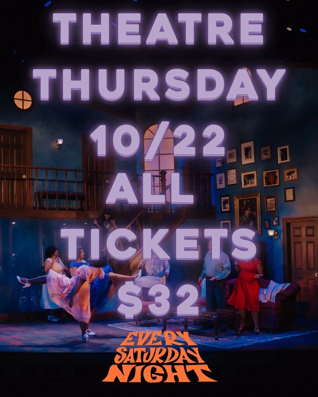 🔥🔥Tomorrow (10/22) is Theatre Thursday! 

💰All seats in the house are $32! 🤑

This is the most accessible price point to see Every Saturday Night. 

💃🏾The show starts at 7:30 &ndash; catch us at Ardella's place! ⁠
⁠
SFBATCO.ORG/Every-Saturday-N