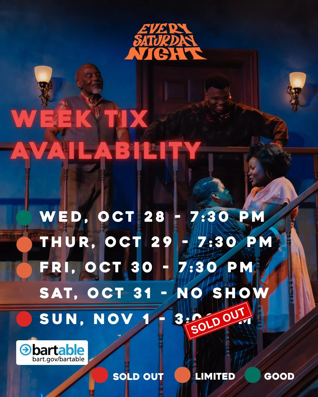 Do you have your eye on tickets for Every Saturday Night? Sunday (11/1) is already sold out and tickets are moving fast! ⁠
⁠
Don't miss your chance to see the new jazz musical that critics are calling "well-acted, politically charged, unexpected