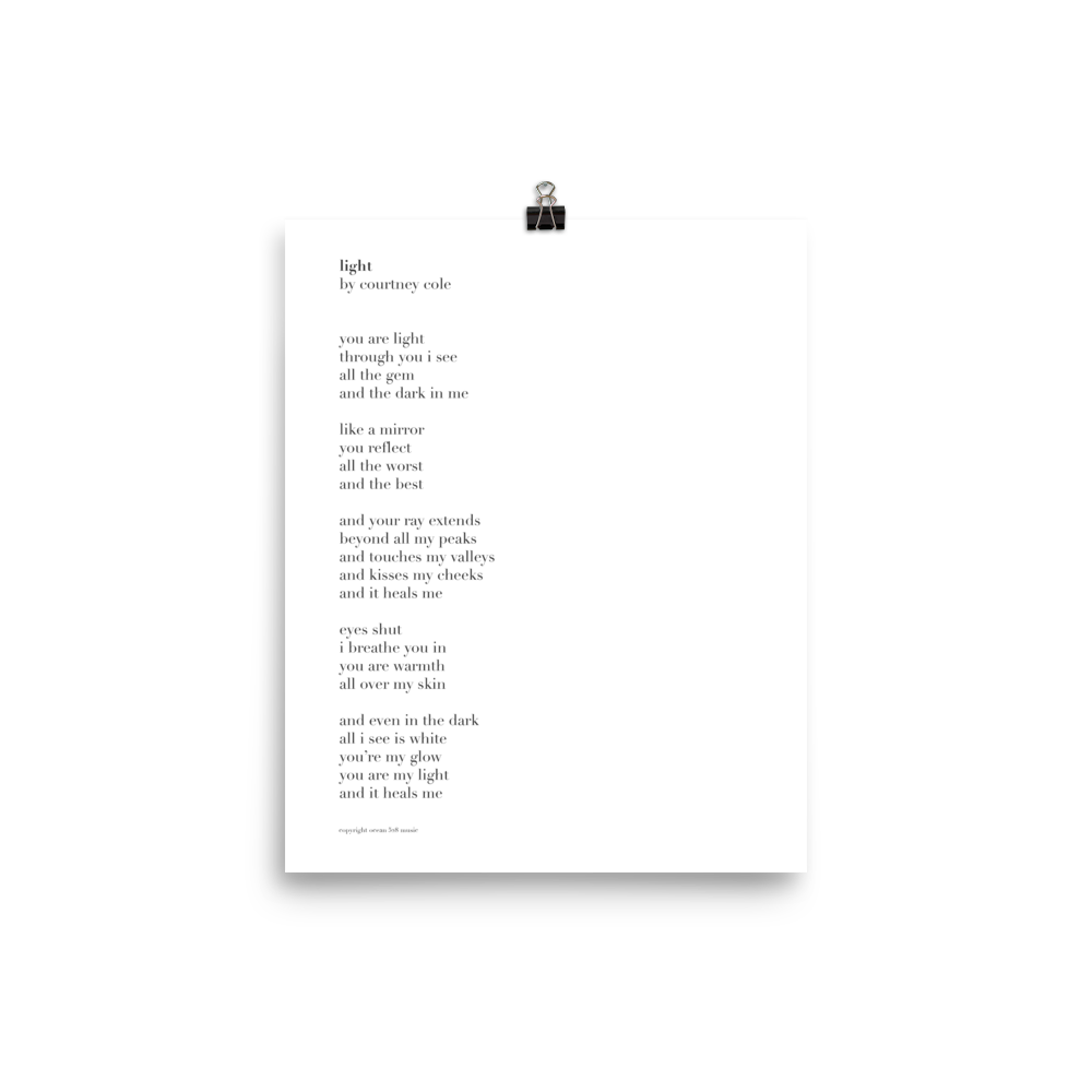 light lyrics poster — Courtney Cole