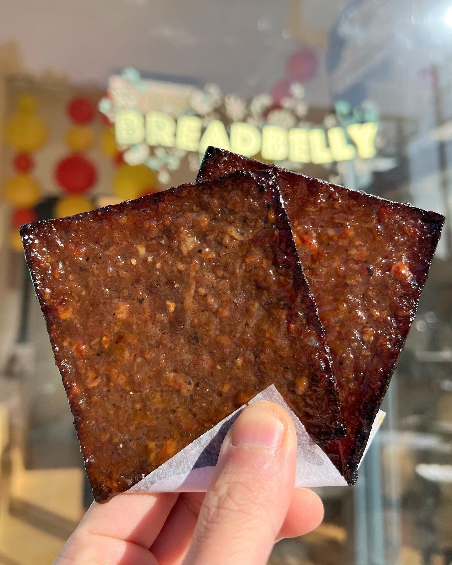 🧧 Bak Kwa! Lunar New Year treats are here!! Fujian-style pork jerky the Breadbelly way. Flavored with Chinese five-spice and glazed with pineapple and honey 🍯! A sweet, savory bite to welcome the New Year! 🐲

We&rsquo;ll have bak kwa throughout Lu