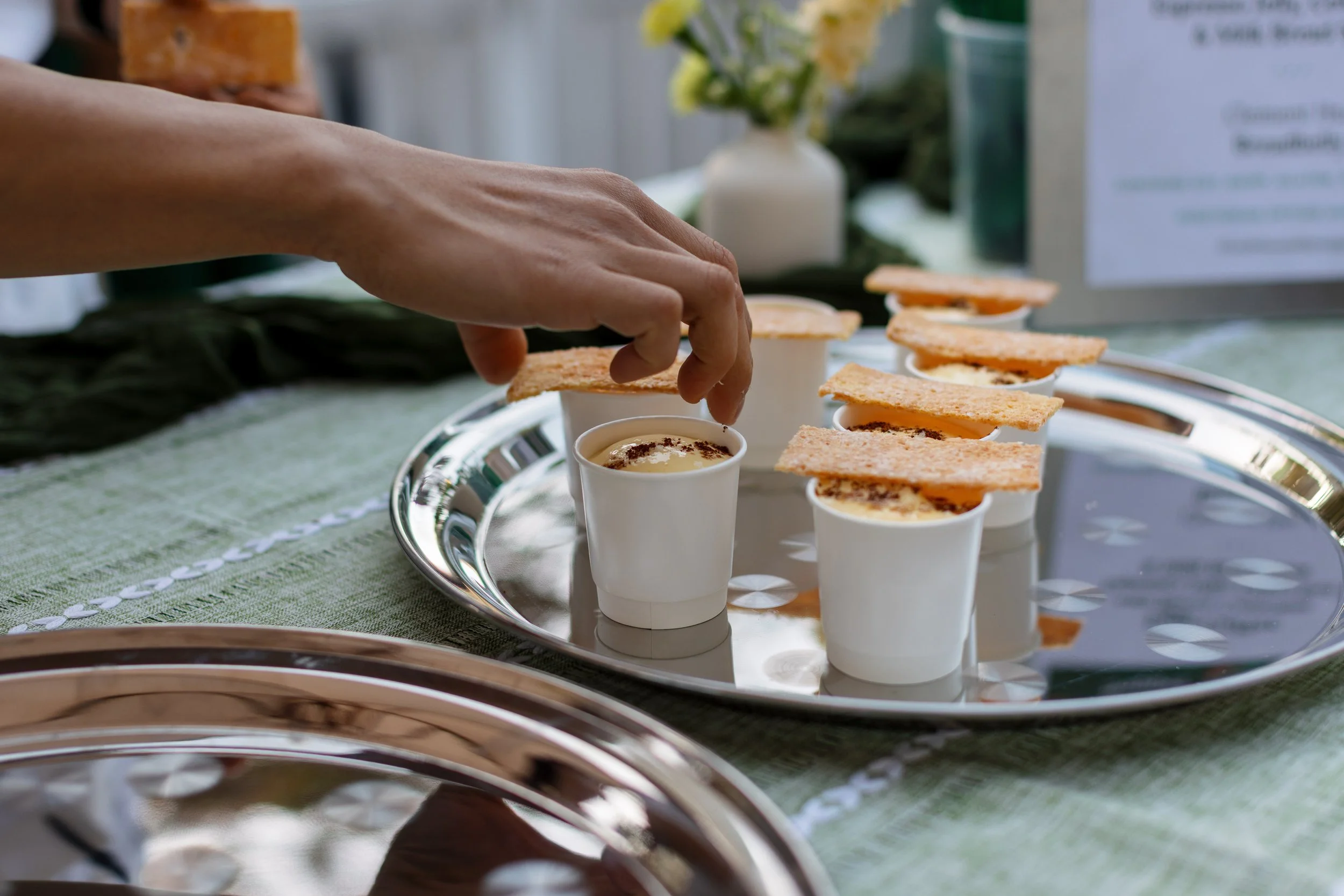 Egg Coffee with Bacon Consommé, Espresso Jelly, Celery Root & Milk Bread Rusk