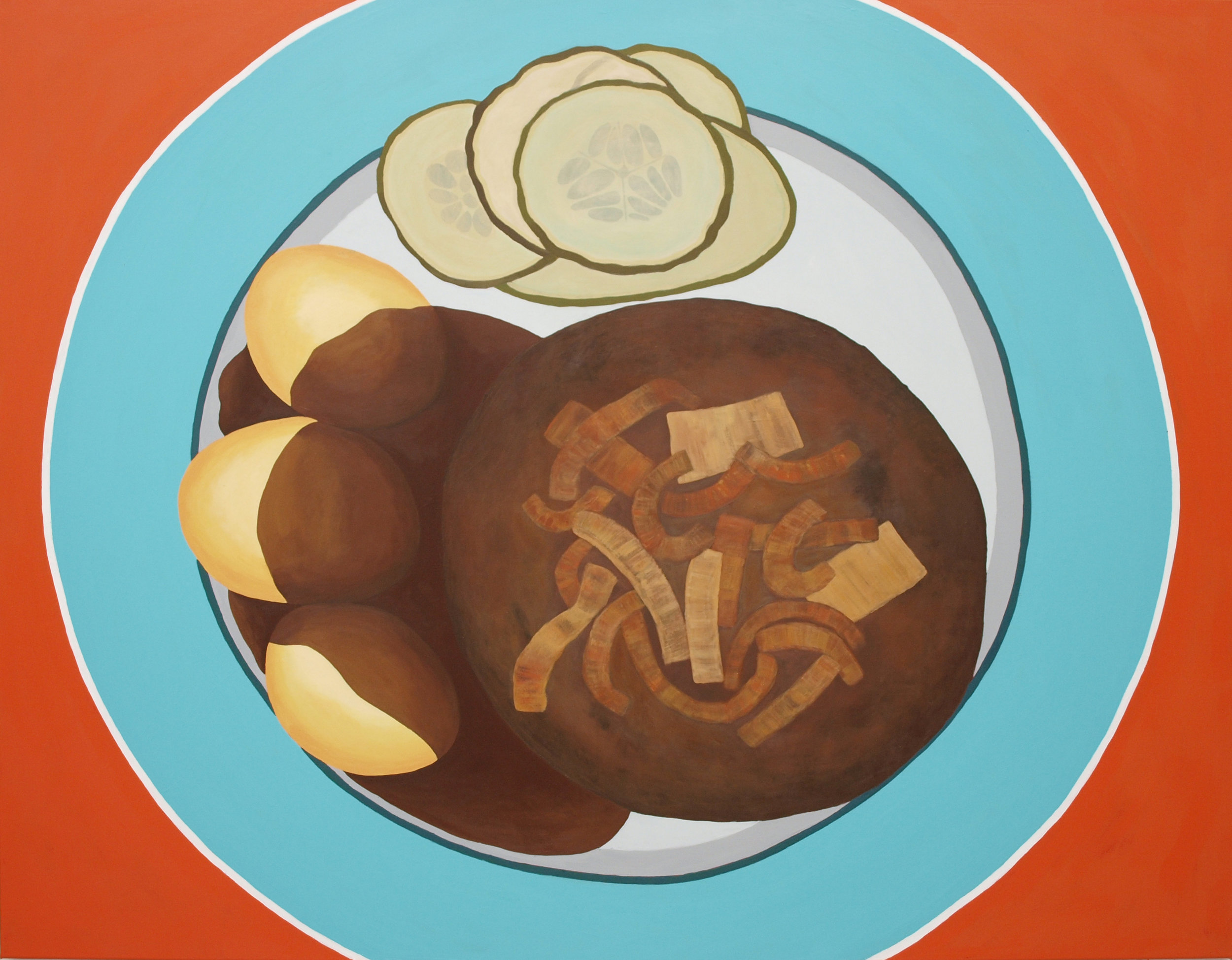 Danish Steak With Garnish / Acrylic on canvas / 134 x 170 cm / 2014