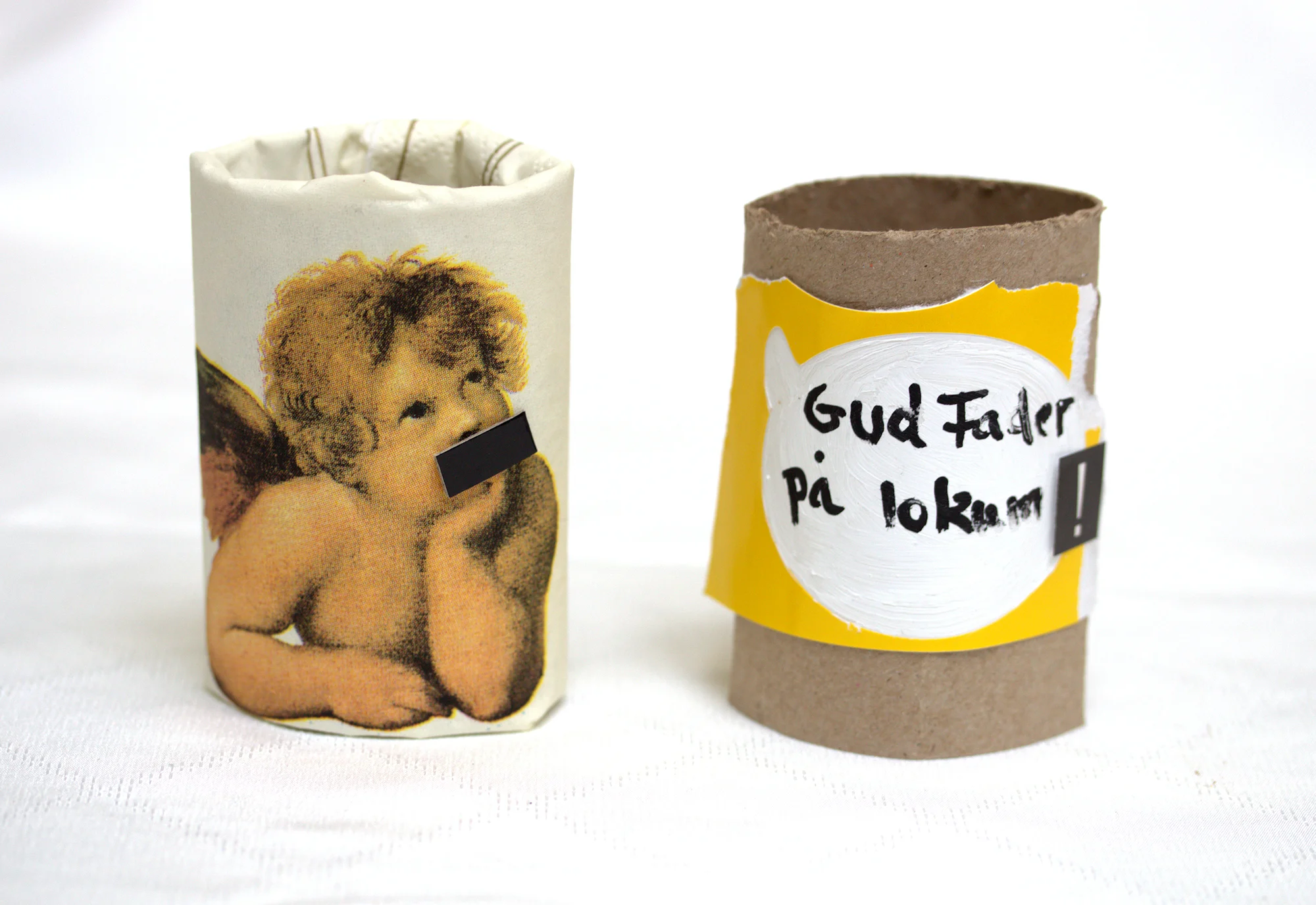 2. You shall not take the name of the Lord your God in vain. / Cardboard, paper, napkin / 8 x 16 x 20 cm / 2019