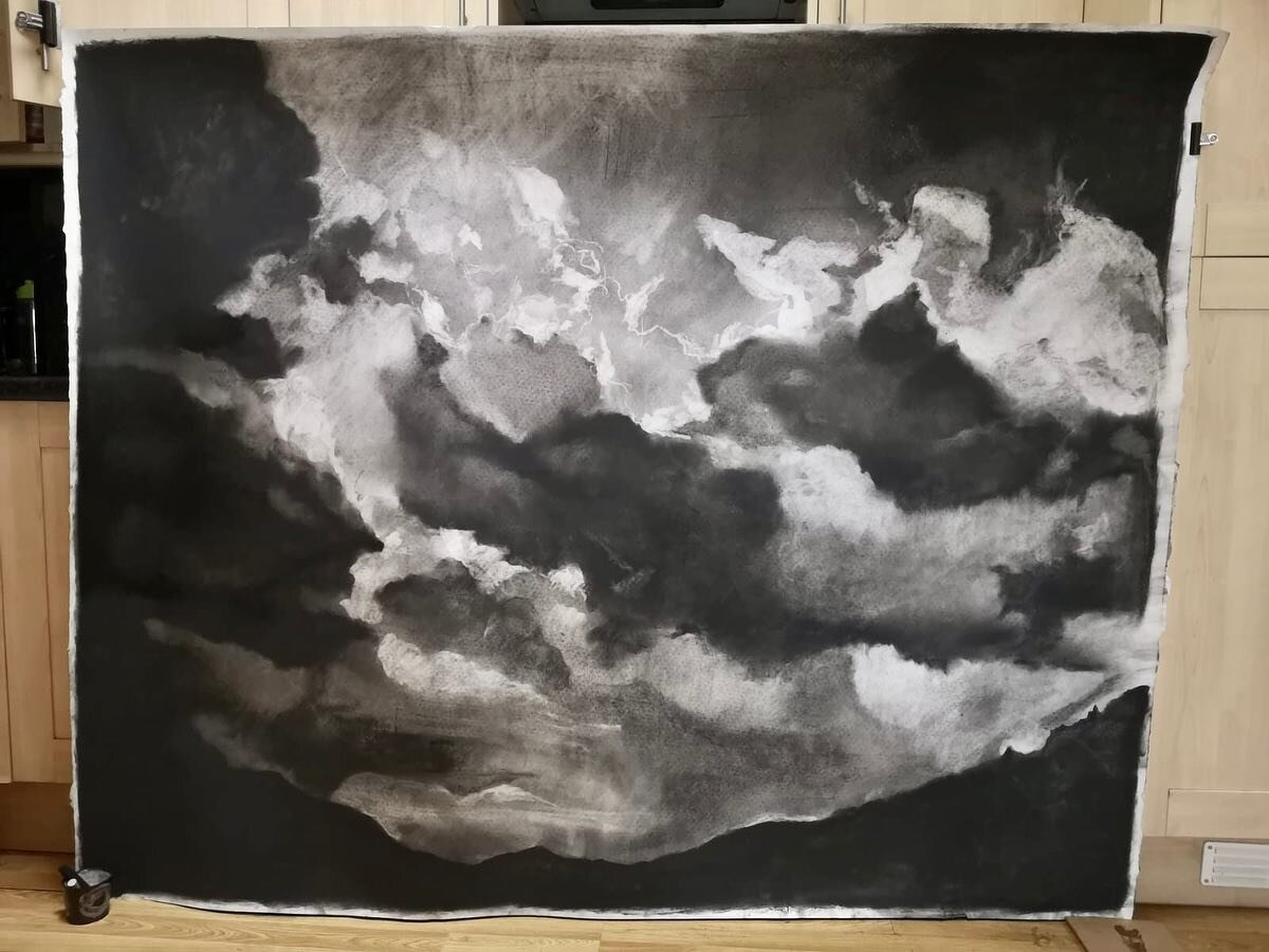This drawing remains in a state of flux. It goes with the nature of recording clouds. 

During my BA I studied Luke Howard&rsquo;s classification system and ended up making a book of etchings in tribute to him, I&rsquo;ll share it at some point. 

Fo