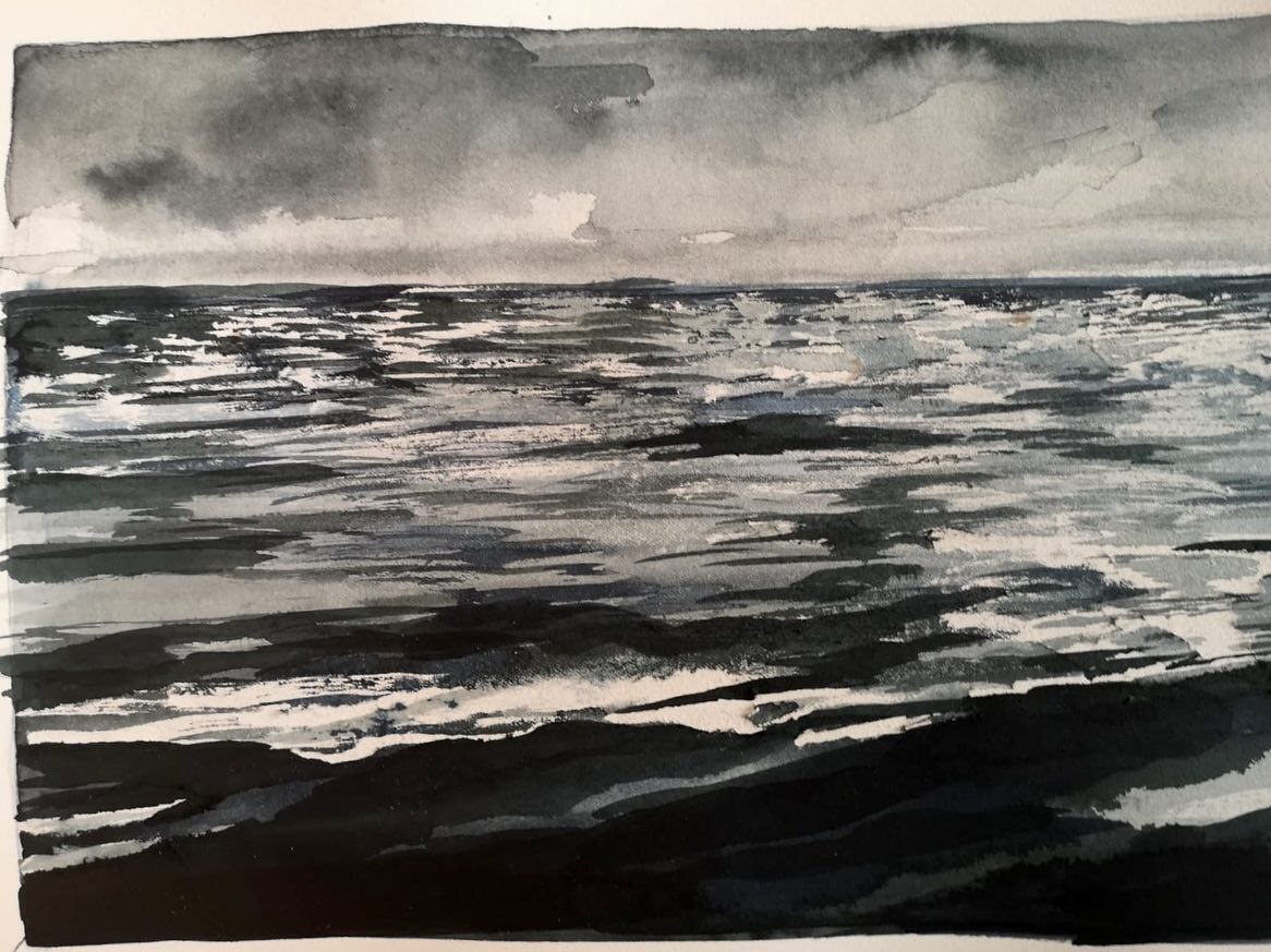 Cosy in the studio revisiting a stop whilst kayaking in Abel Tasman 🇳🇿 These inks are perfect  for capturing this colder weather. 
.
.
.
.
.
#winteriscoming #inktober #newzealandart #artistsoninstagram #drawing #landscapeart #seaswimming #coldsea #