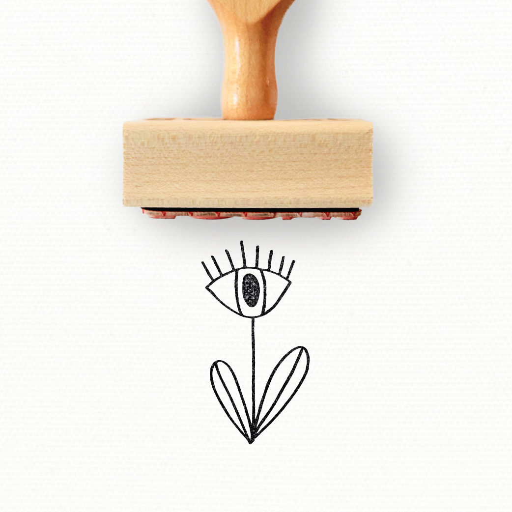 Rubber Stamp - Hand Drawn Eye Flower for making Pretty Patterned Packaging - Spring Collection by Modern Maker Stamps