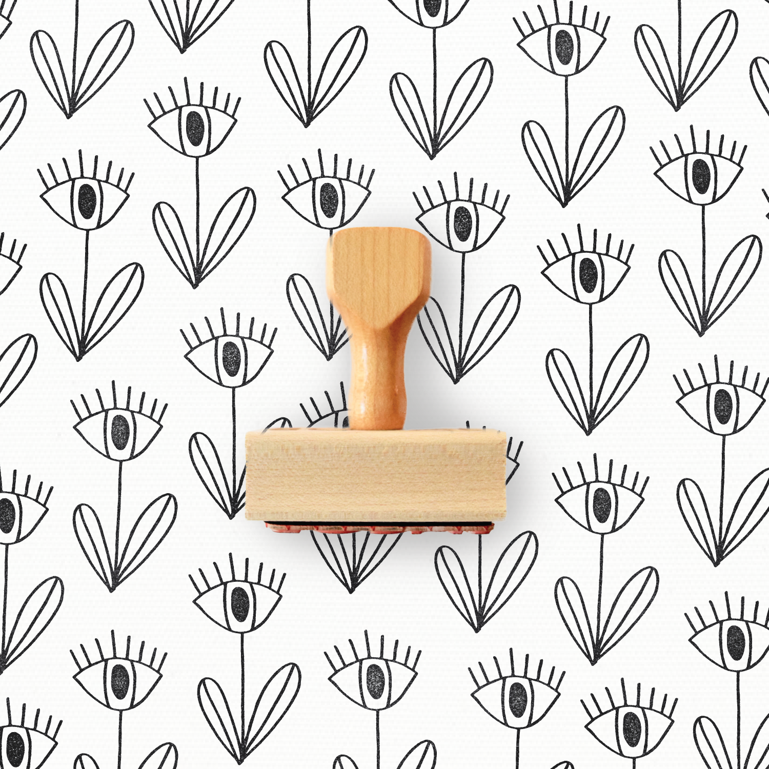 Rubber Stamp - Hand Drawn Eye Flower for making Pretty Patterned Packaging - Spring Collection by Modern Maker Stamps