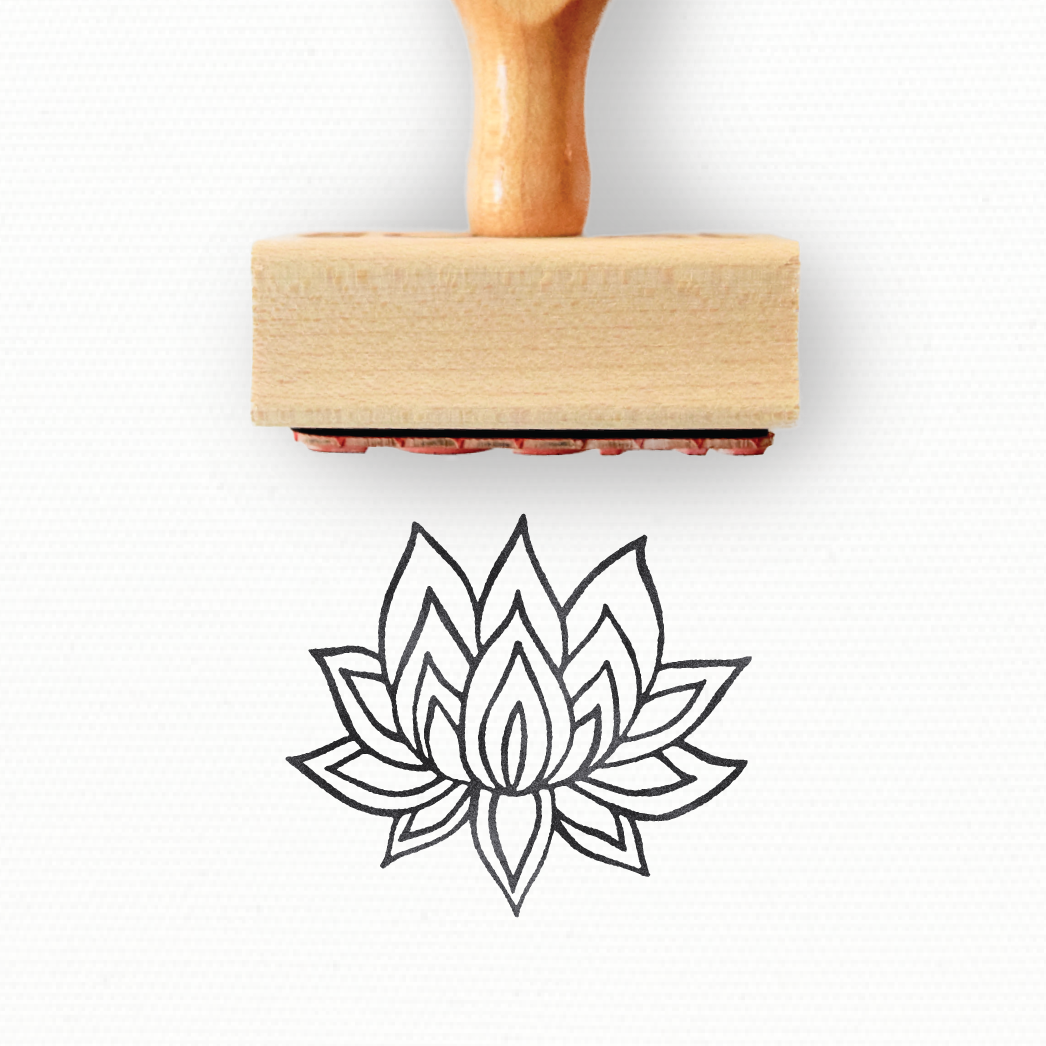 Rubber Stamp - Hand Drawn Lotus Flower - Spring Collection by Modern Maker Stamps
