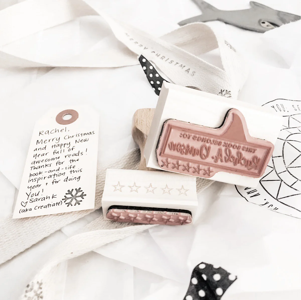 “OH MY GOSH I have to rave about @creatiate and her incredible talent and amazing heart!!! 😍 I got… the coolest custom book stamp and a five star stamp too and I’m blown away.”~ @alltheradreads