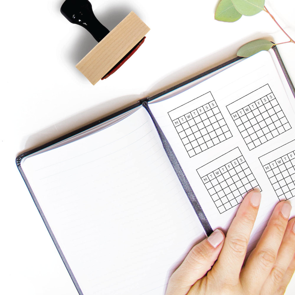 Rubber Stamp - Perpetual Calendar - Habit Tracker - Planner Stamp