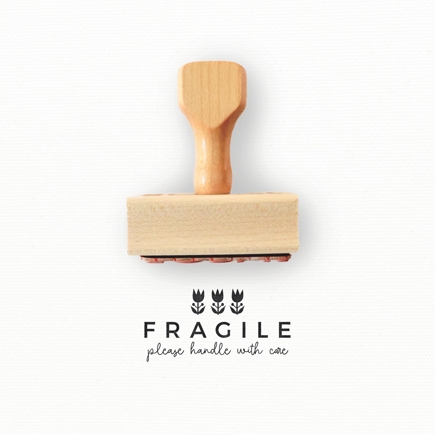 Rubber Stamp - Fragile Please Handle with Care Stamp - Folksy Collection by Modern Maker Stamps