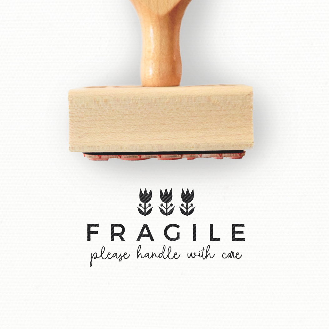 Rubber Stamp - Fragile Please Handle with Care Stamp - Folksy Collection by Modern Maker Stamps
