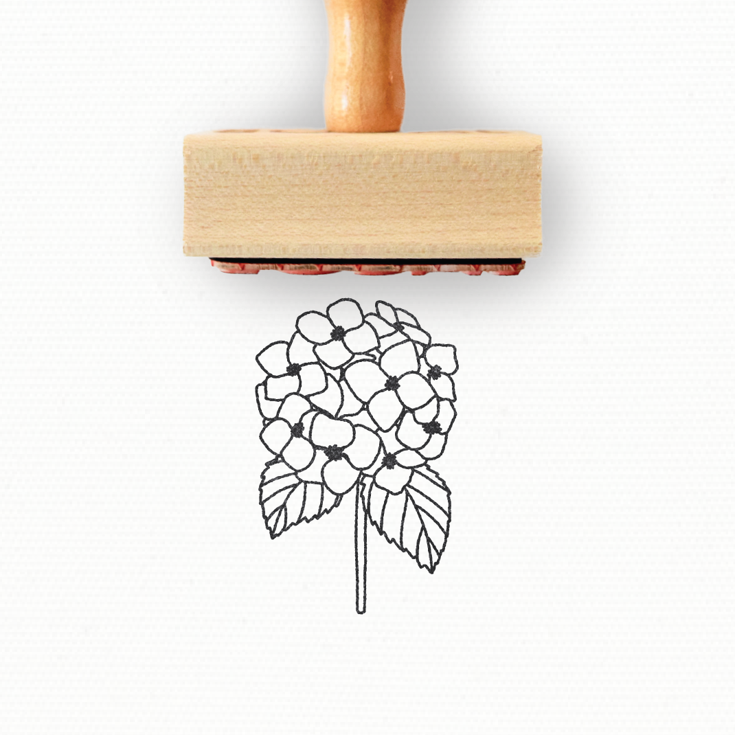 Rubber Stamp - Hand Drawn Hydrangea Flower - Spring Collection by Modern Maker Stamps