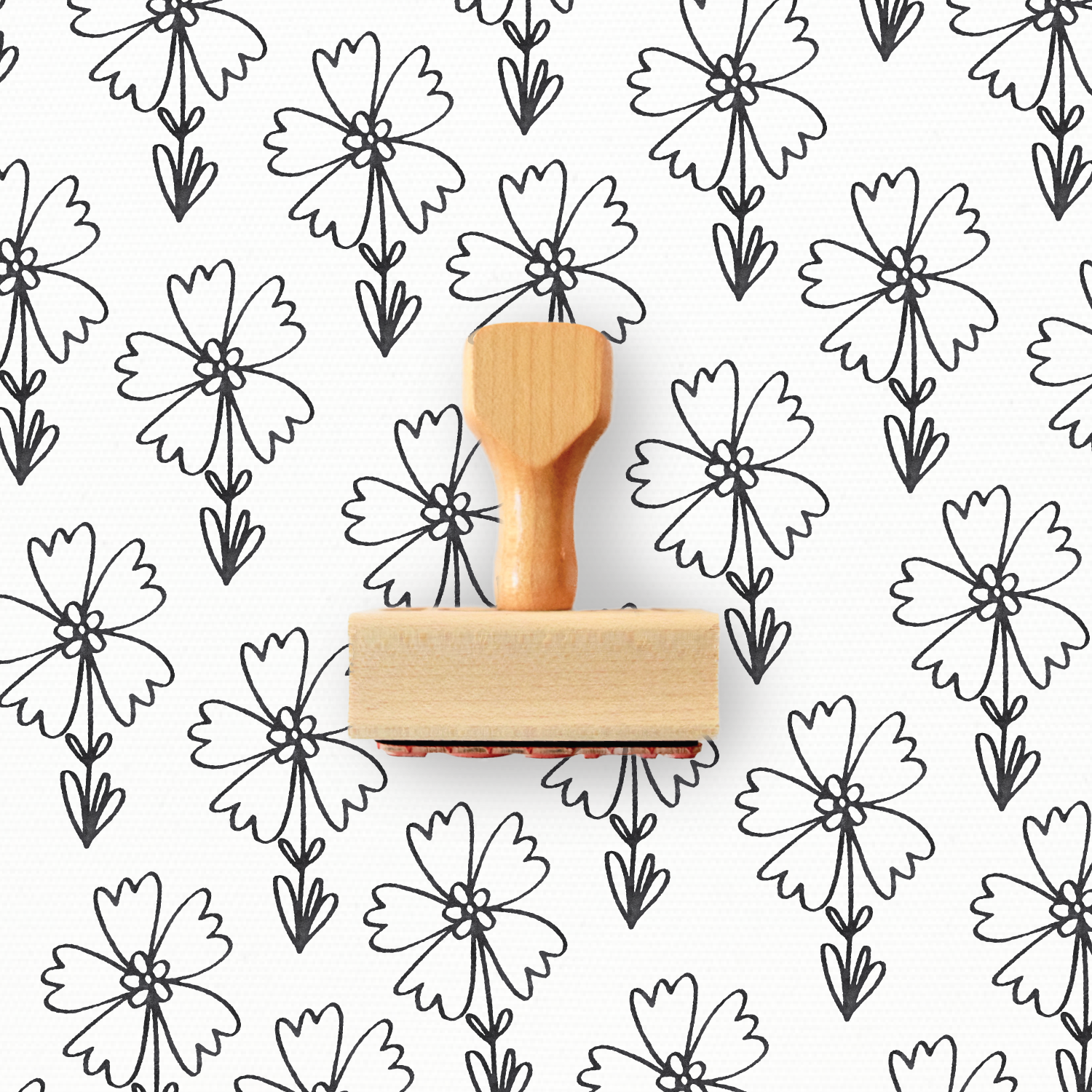 Rubber Stamp - Hand Drawn 5-Petal Flower 2 - Spring Collection by Modern Maker Stamps